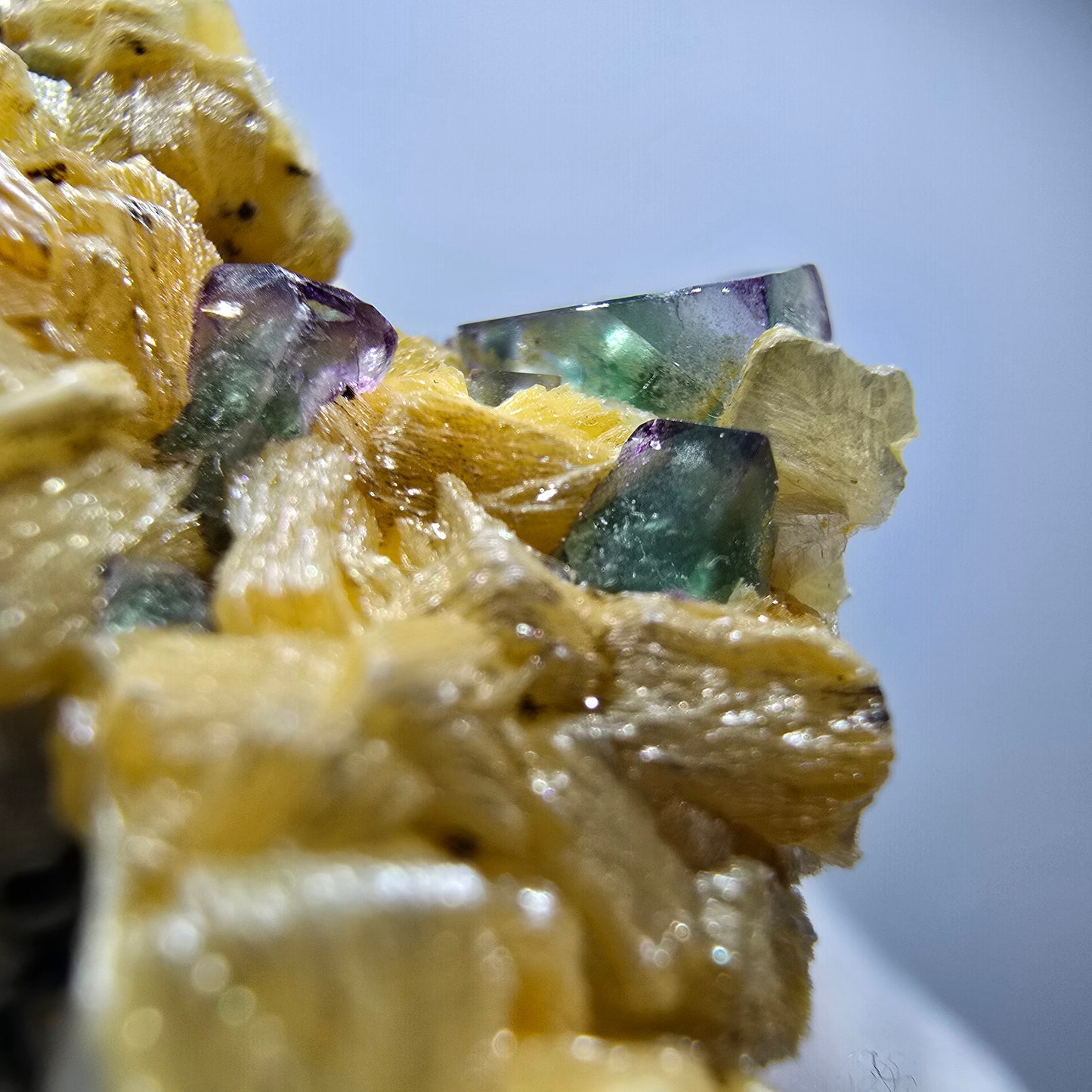 Phantom Fluorit zonal, Muskovit, Schörl Turmalin Stufe Erongo Namibia 41*38*21mm