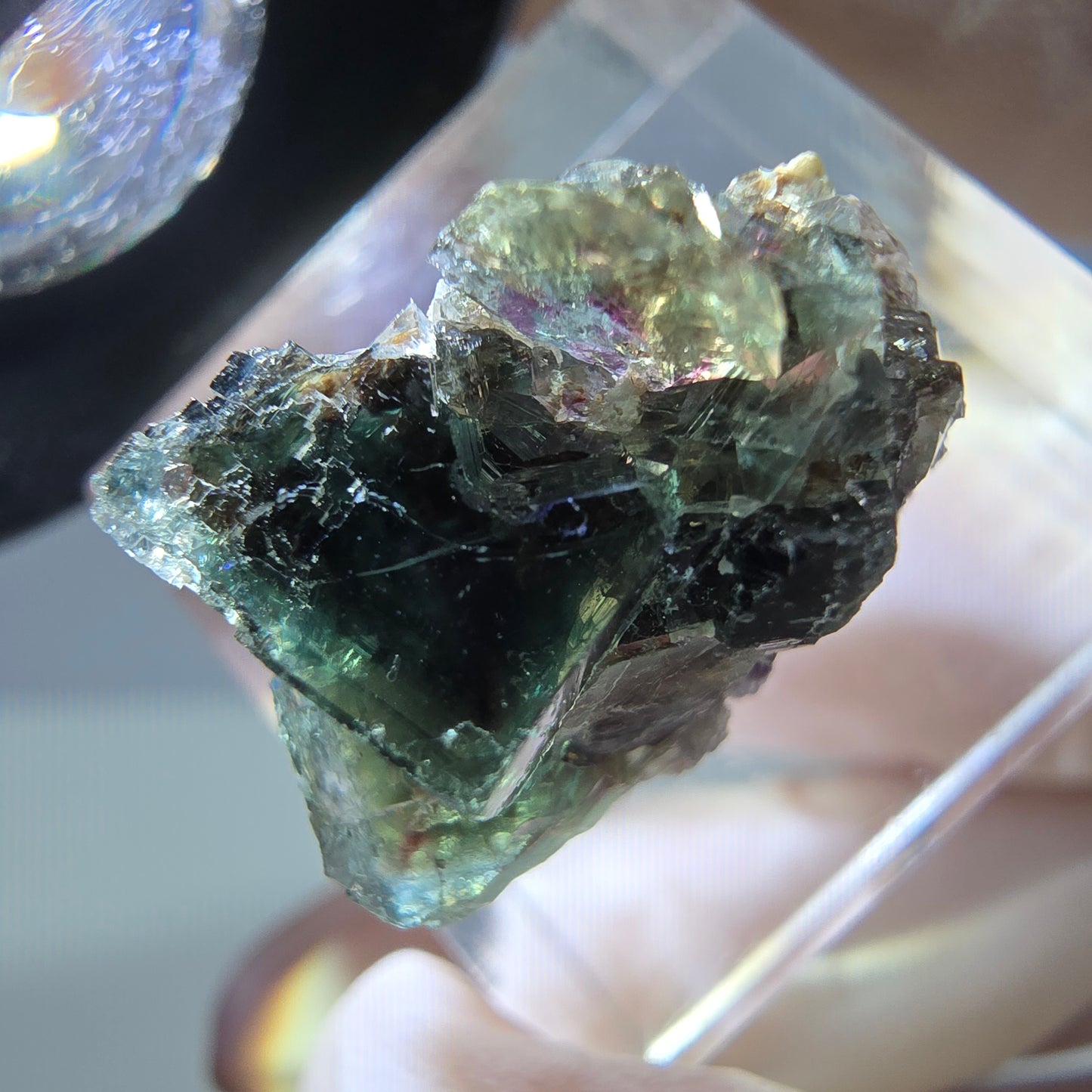 Phantom Fluorit Würfel Stufe, grün parkettiert Okorusu, Namibia 21*16*13mm