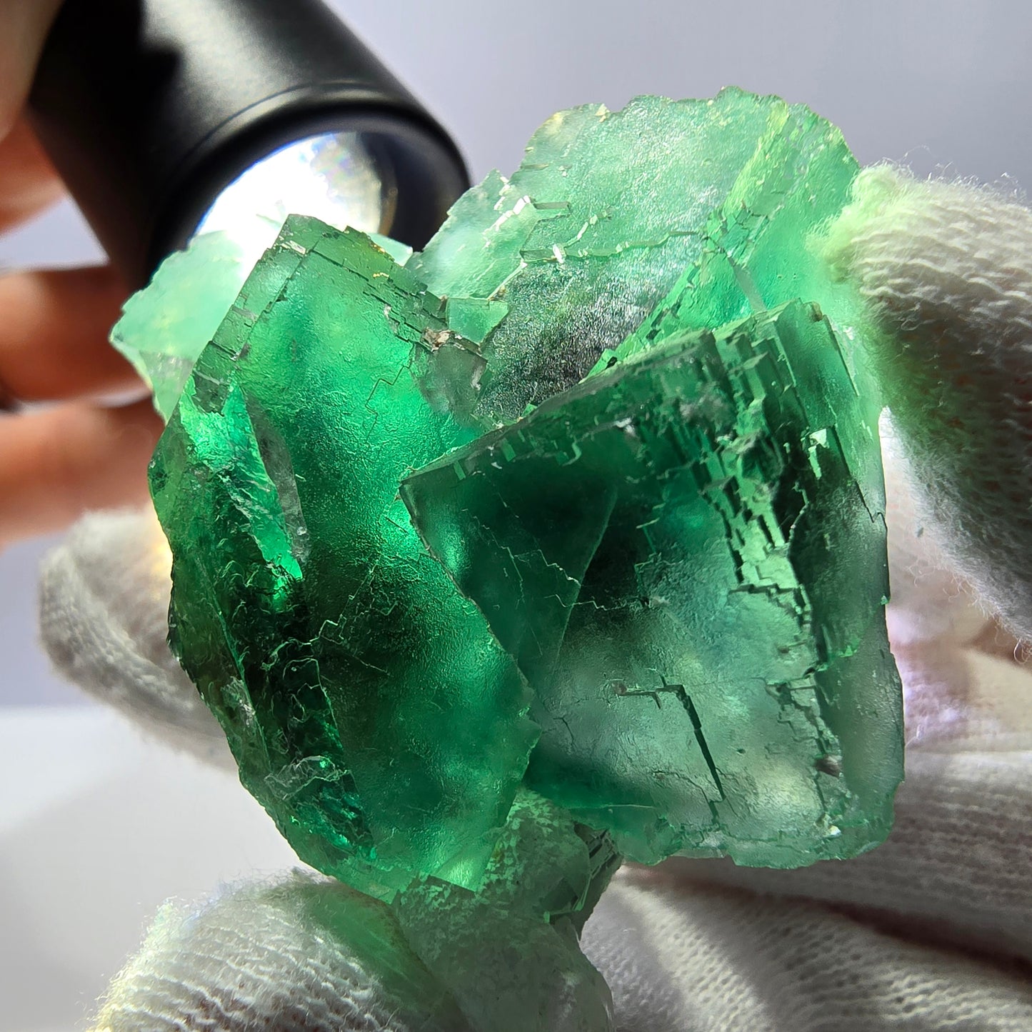 Rare spécimen de cube de fluorite fantôme, parqueté vert Okorusu, Namibie, 57 x 39 x 29 mm