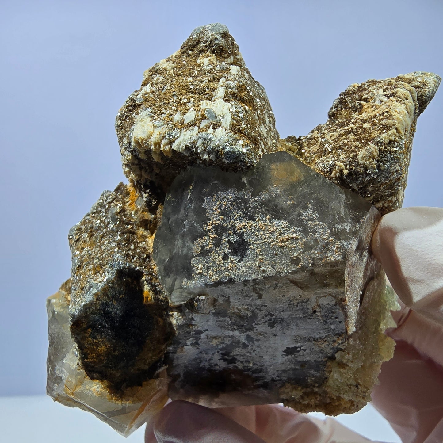 Rauchquarz, Hyalit Schörl Turmalin Orthoklas Muskovit Erongo, Namibia 74*68*36mm