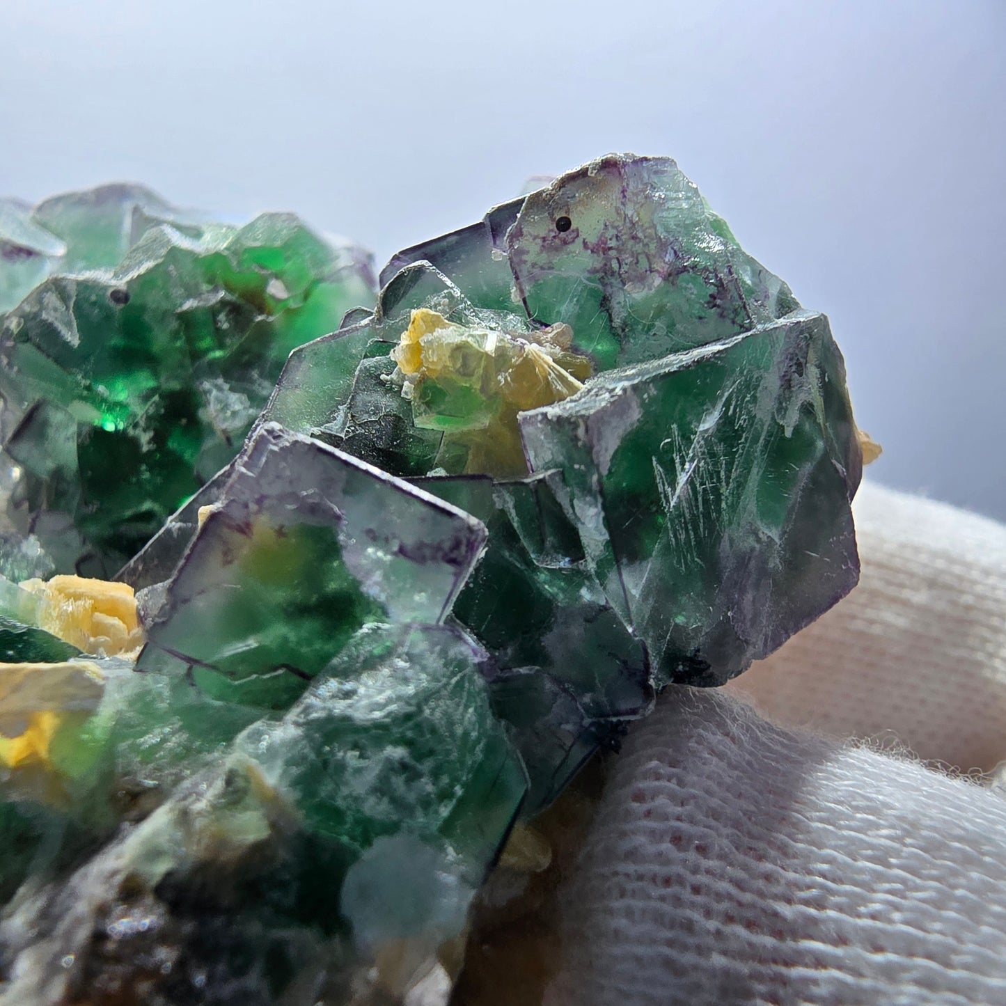 Phantom Fluorit zonal Schörl Rauchquarz Muskovit Hyalit Erongo, Namibia 69*56*40mm