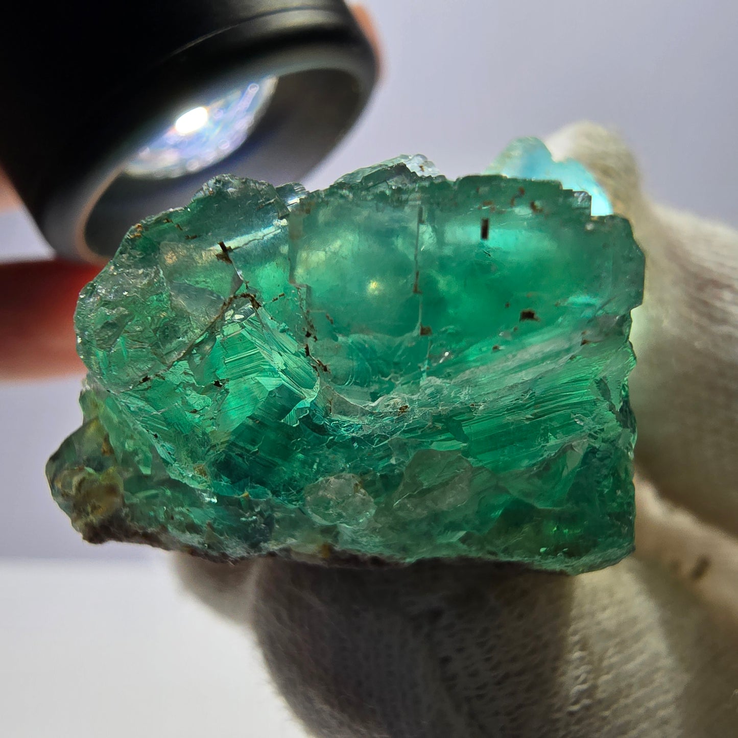 Rare spécimen de cube de fluorite fantôme, parqueté vert Okorusu, Namibie, 59 x 36 x 22 mm