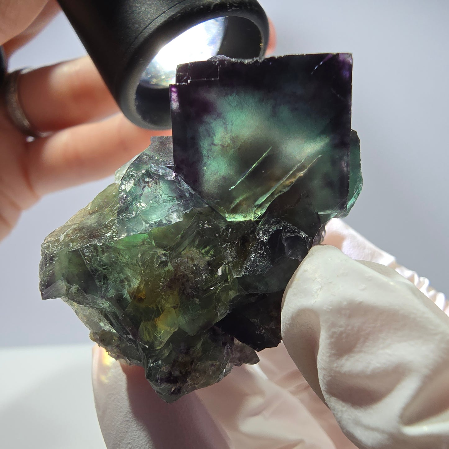Spécimen de cube de fluorite fantôme, parqueté, zonal Okorusu, Namibie 49*45*27mm