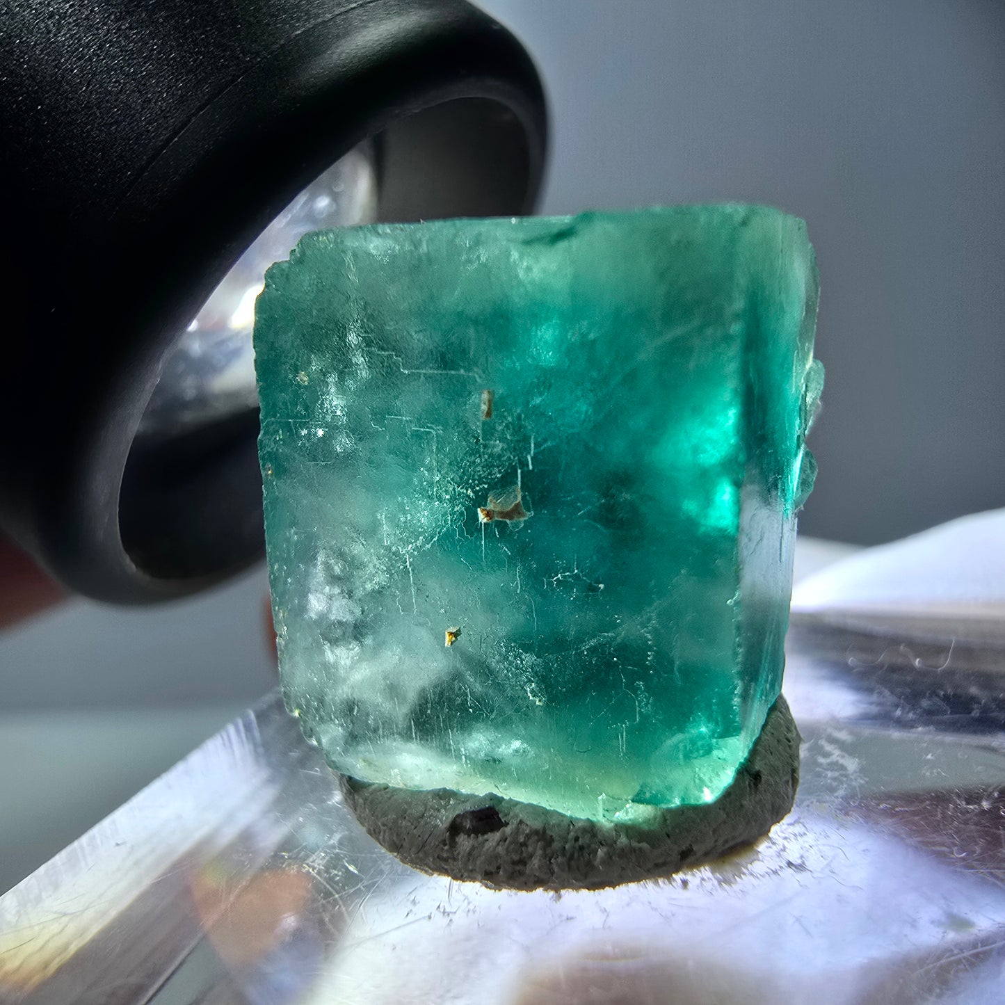 Klarer Phantom Fluorit Würfel parkettiert, grün Okorusu, Namibia 15*14*13mm