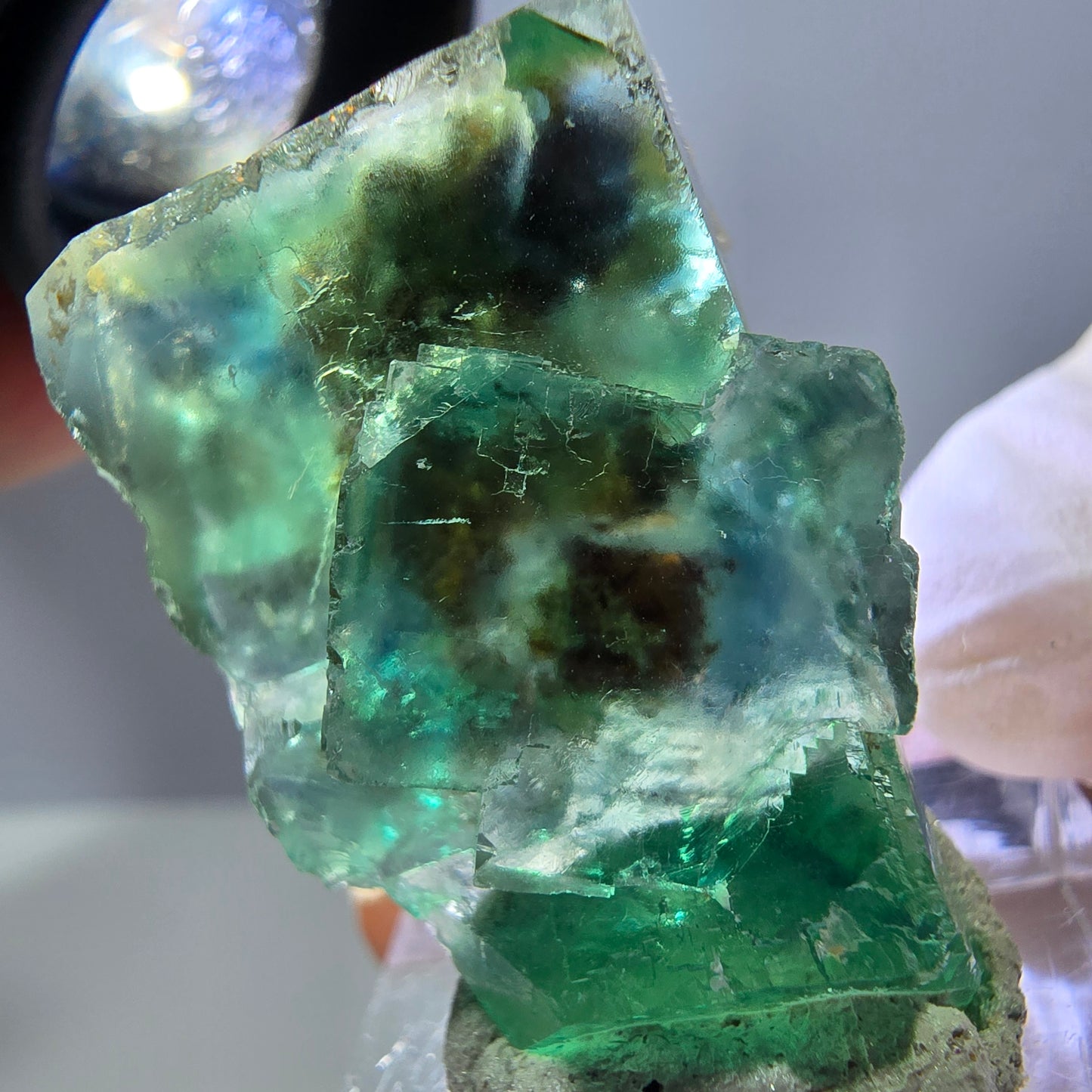 Phantom Fluorit Würfel Stufe, grün parkettiert Okorusu, Namibia 38*24*23mm