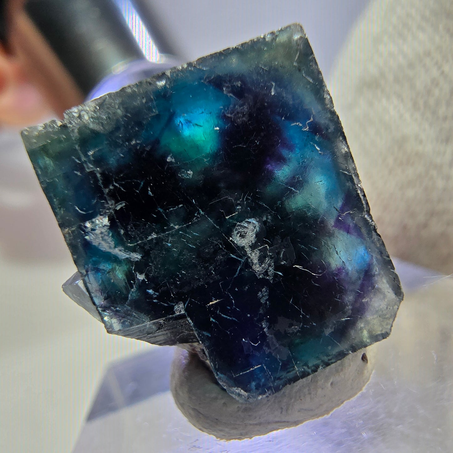 Spécimen de cube de fluorite fantôme, zonal - Nouvelle découverte ! Okorusu, Namibie 22*16*16mm
