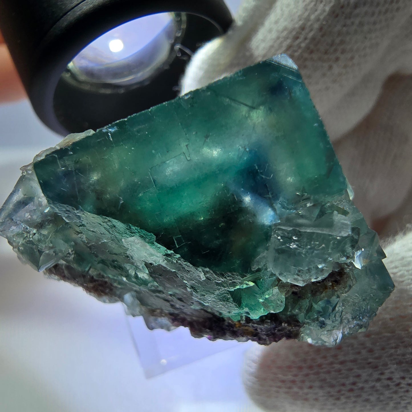 Klare Phantom Fluorit Würfel Quarz Stufe grün türkis Okorusu, Namibia 35*25*28mm