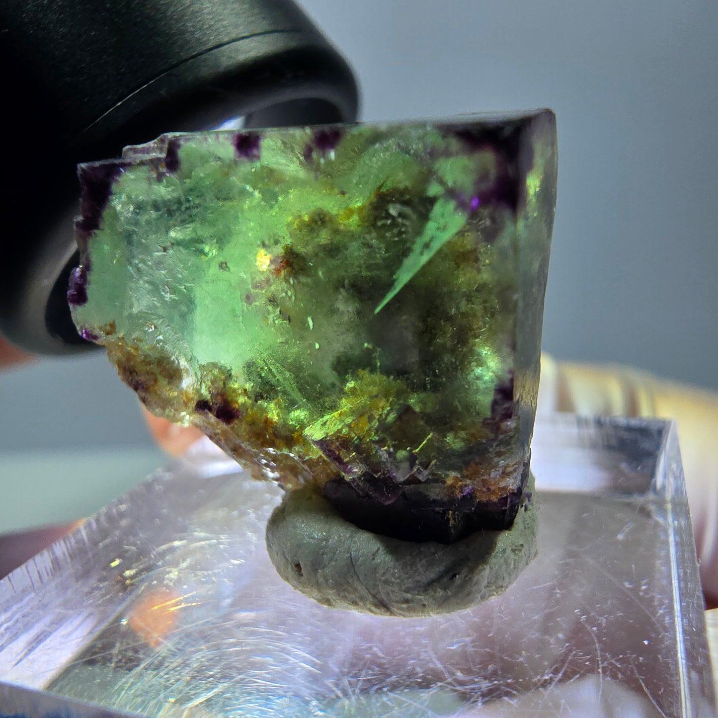 Phantom Fluorit Würfel Stufe, parkettiert, zonal Okorusu, Namibia 19*17*14mm
