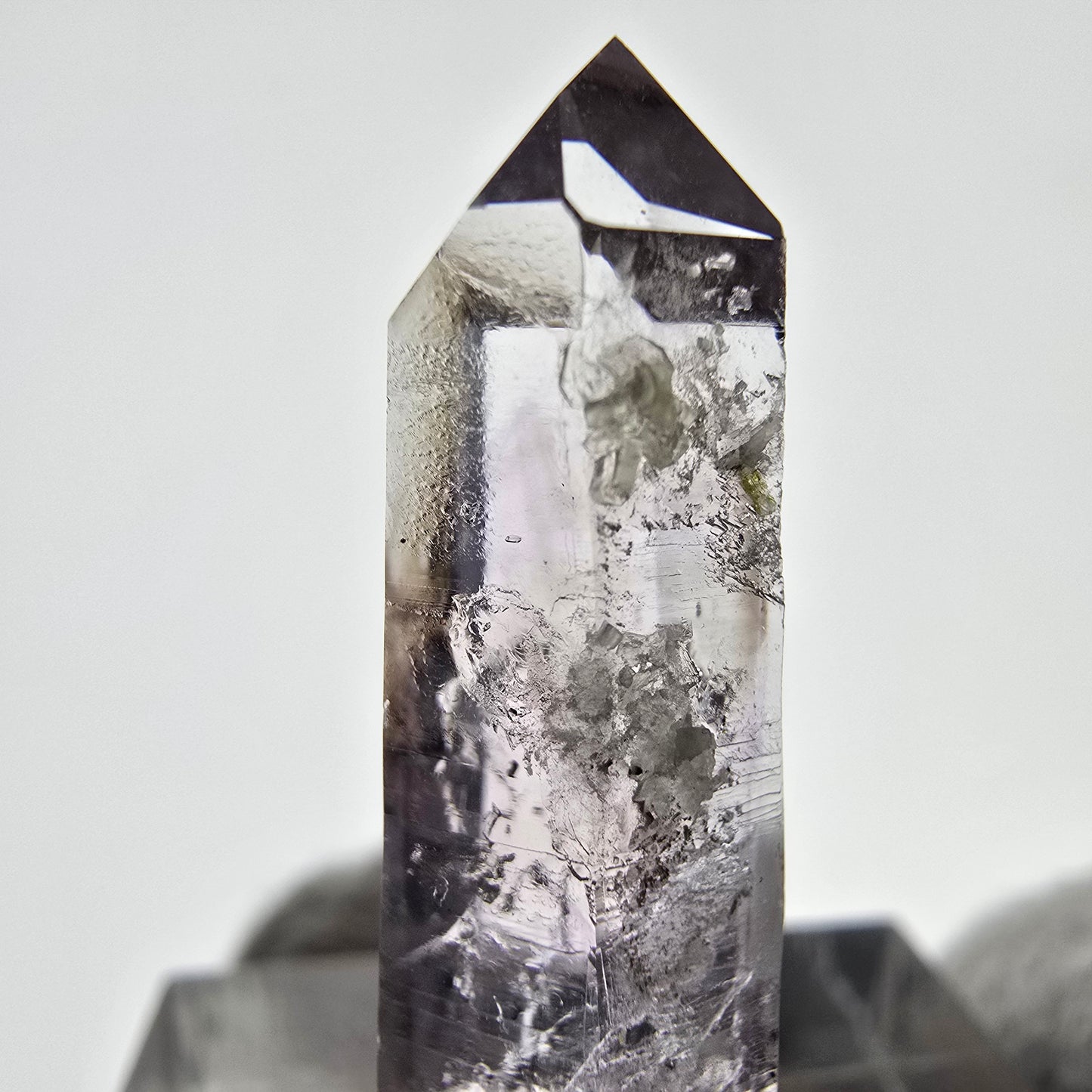 Améthyste fantôme Enhydro, préhnite, 1x Bubble Streep Mine, Namibie 30 x 12 x 8 mm
