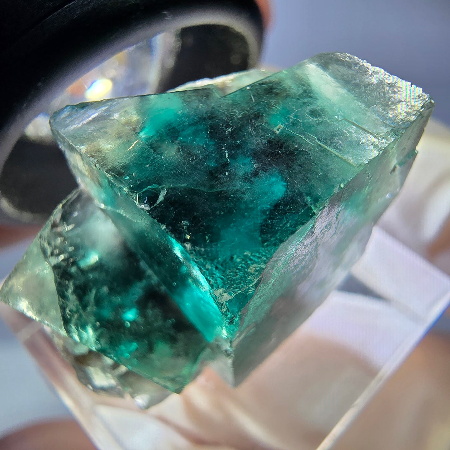 Seltene Phantom Fluorit Würfel Stufe, grün Okorusu, Namibia 23*19*15mm