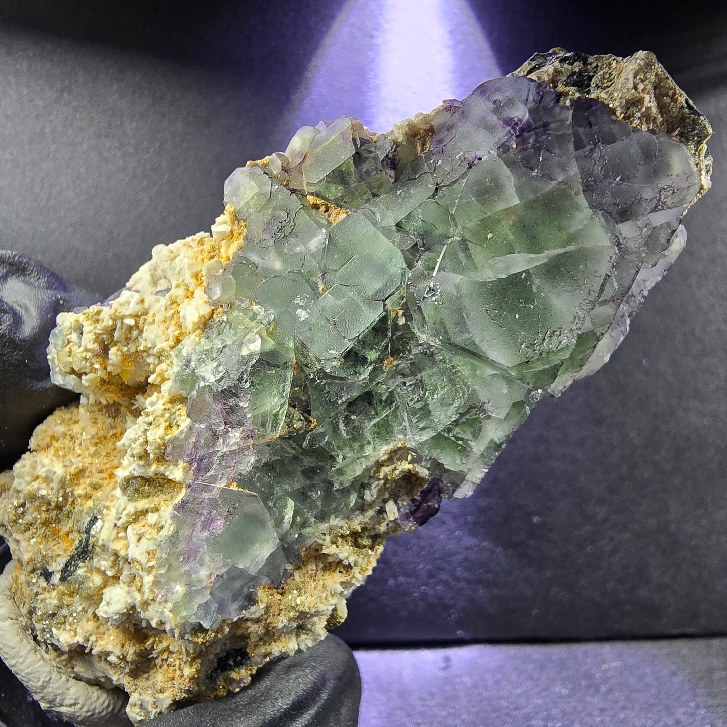 Phantom Fluorit Muskovit Orthoklas auf Schörl Turmalin 74*37*34mm Erongo Namibia