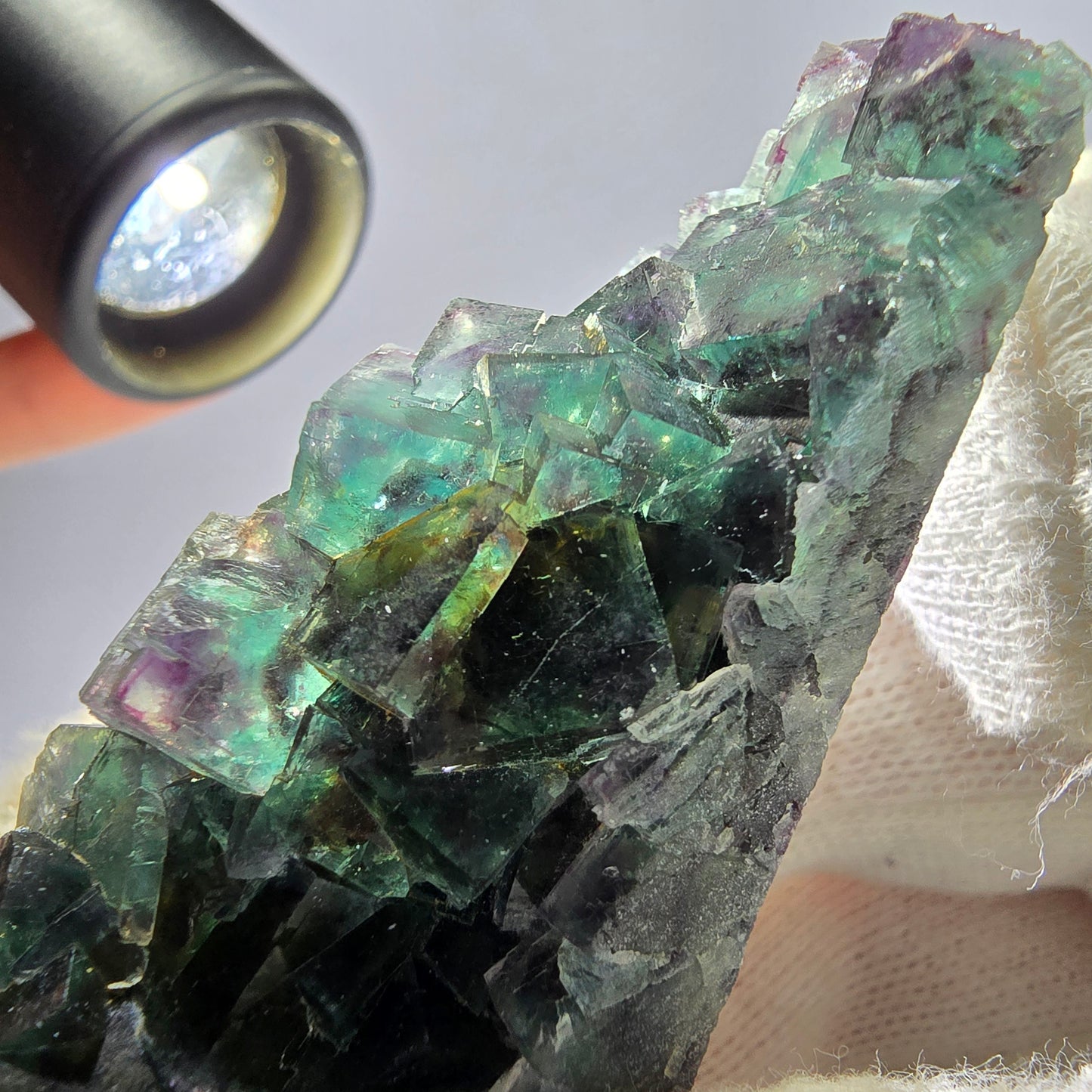 Rare Phantom Fluorite Cube Specimen, green purple Okorusu Namibia 80*24*32mm