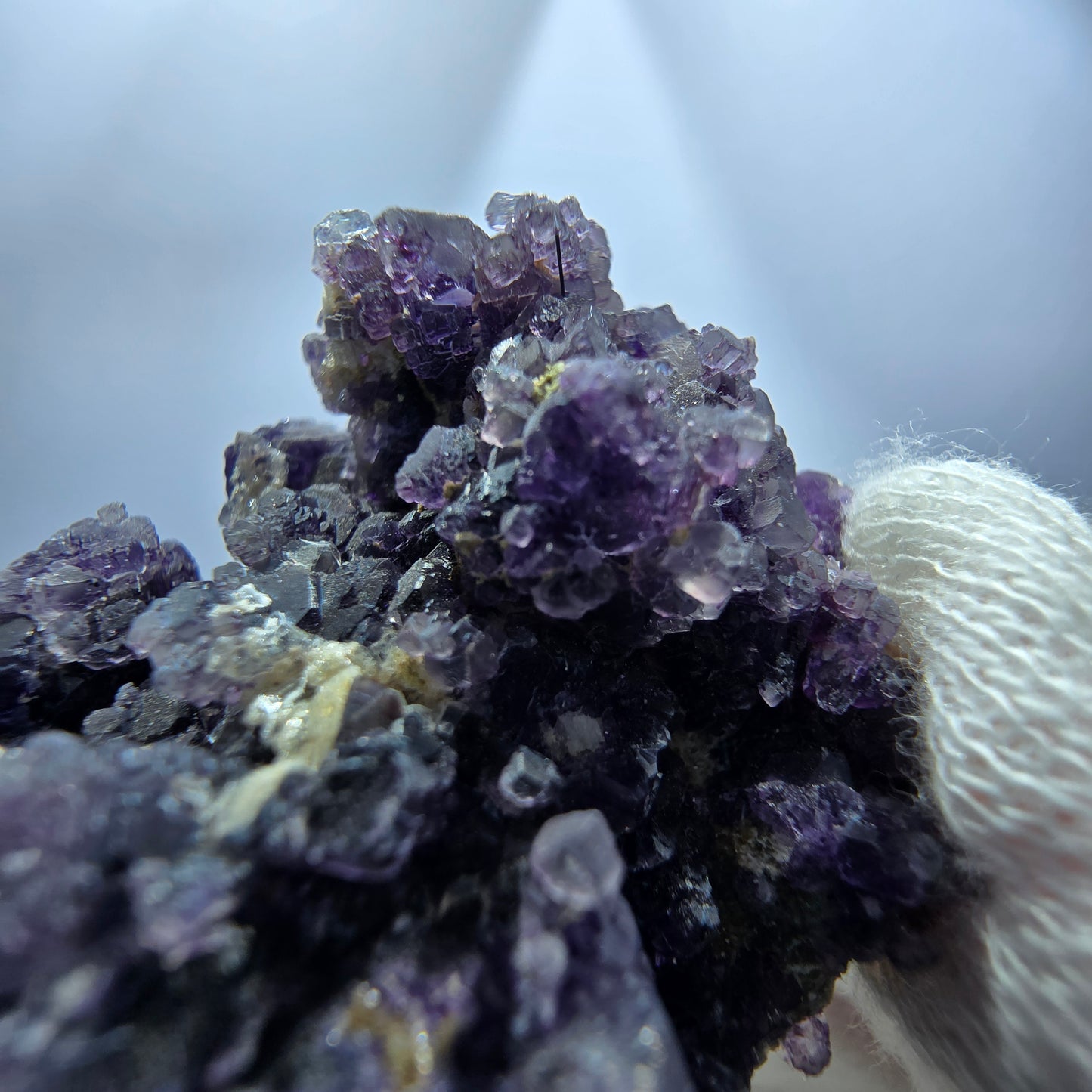 Cube de fluorite fantôme, hyalite, spécimen d'orthose, Erongo, Namibie, 63 x 40 x 28 mm