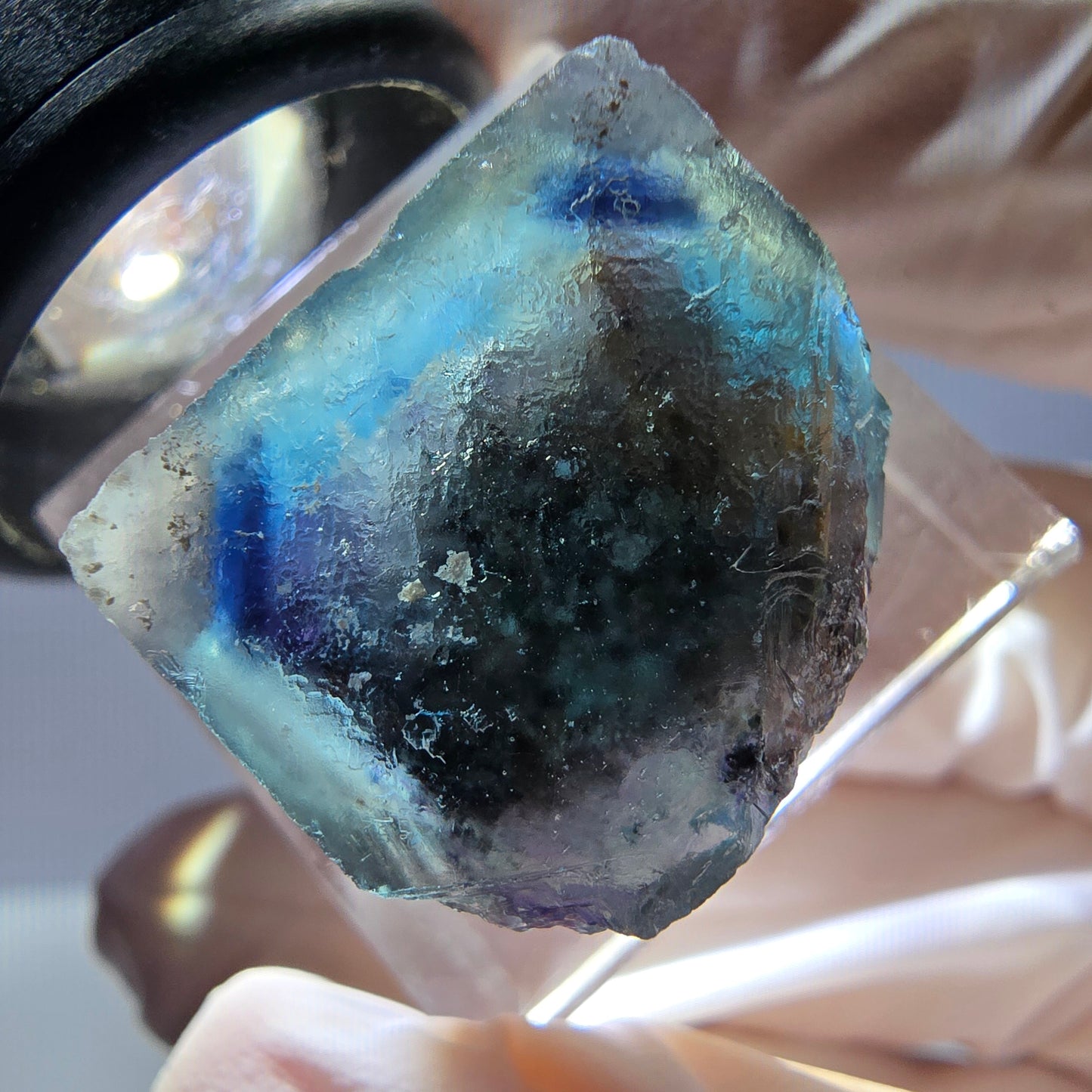 Phantom Fluorite cube parquetted, green purple Okorusu, Namibia 18*18*17mm