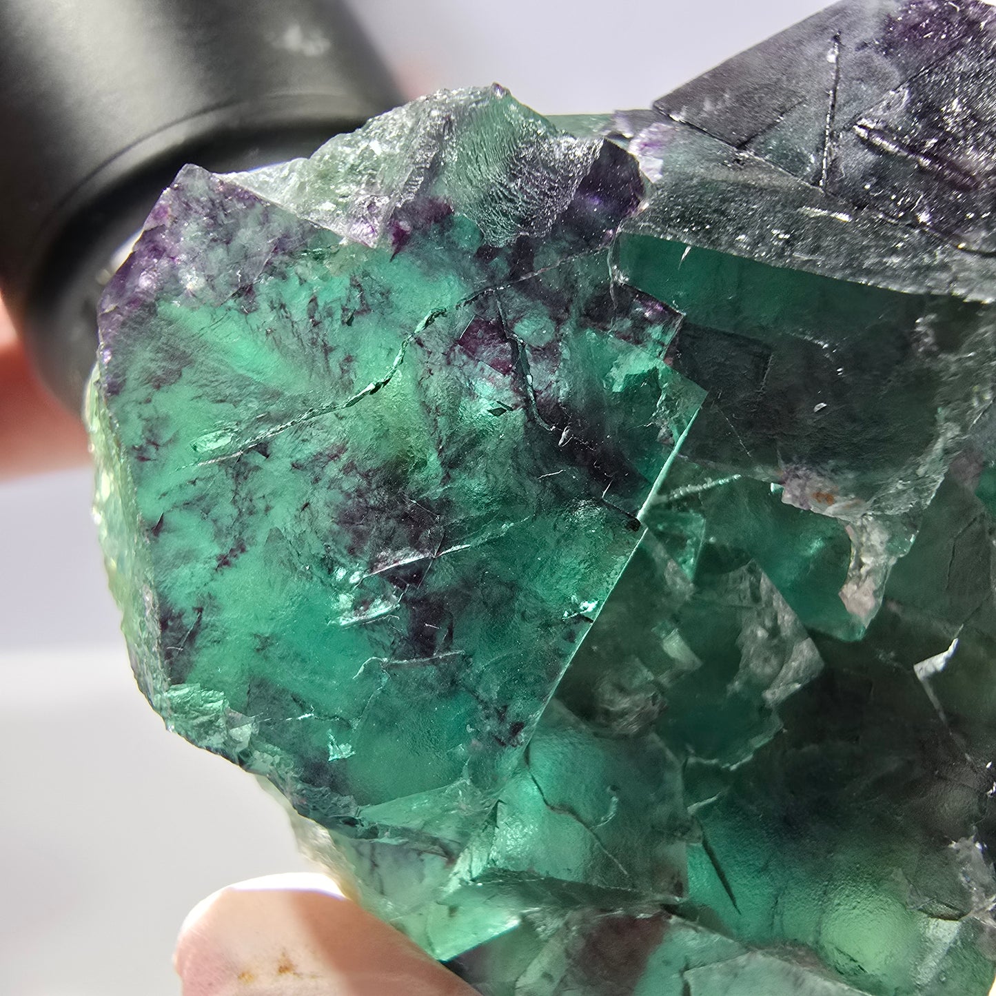 Spécimen de cube de fluorite fantôme parqueté vert violet Okorusu, Namibie 44*42*24 mm