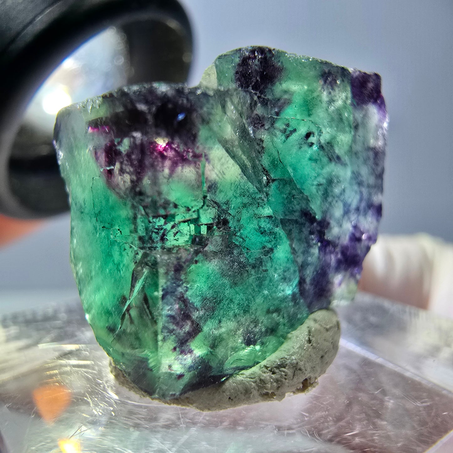 Phantom Fluorit Würfel parkettiert, grün lila Okorusu, Namibia 19*16*11mm