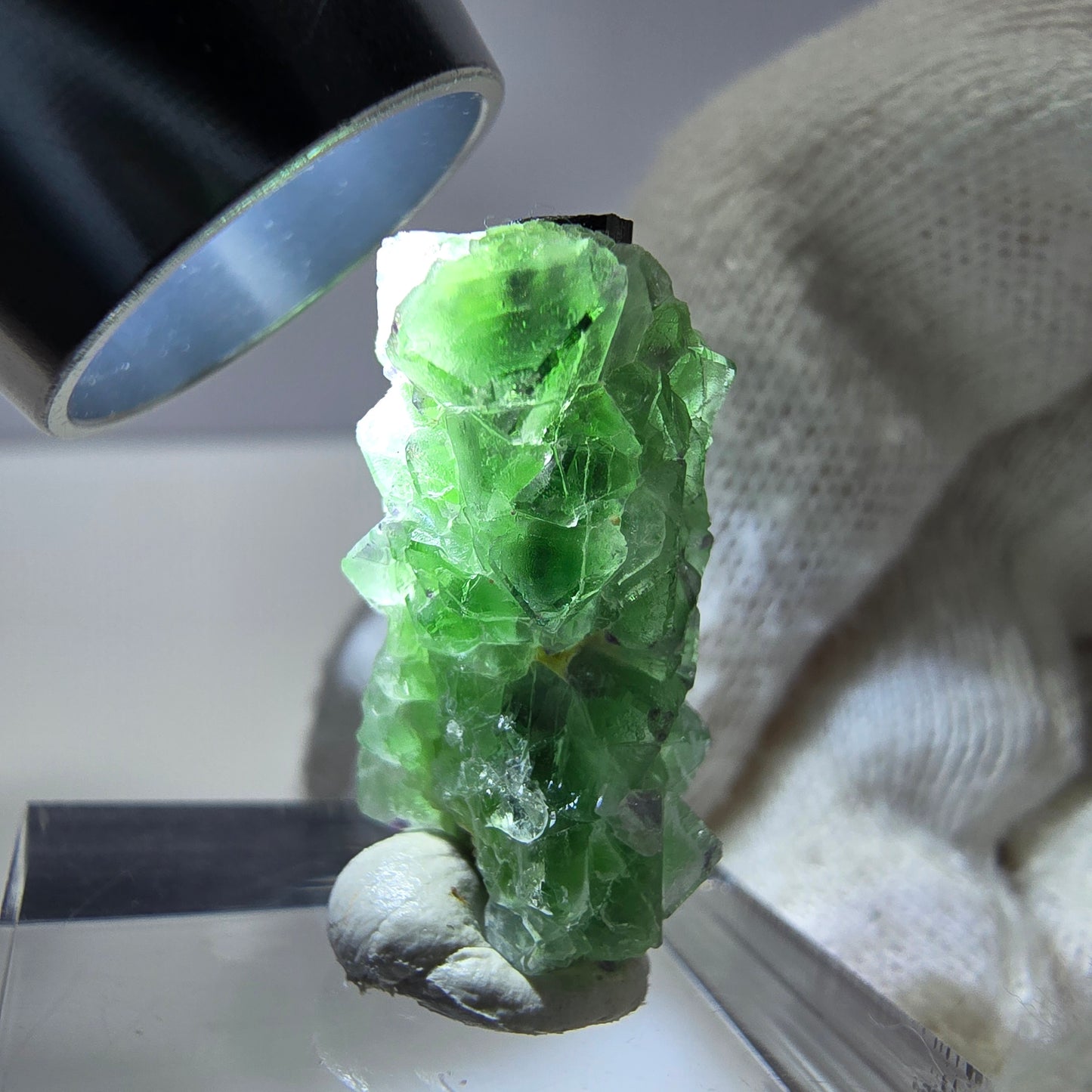 Cube de fluorite fantôme zonal, spécimen de tourmaline Schorl, Erongo, Namibie, 25 x 12 x 12 mm