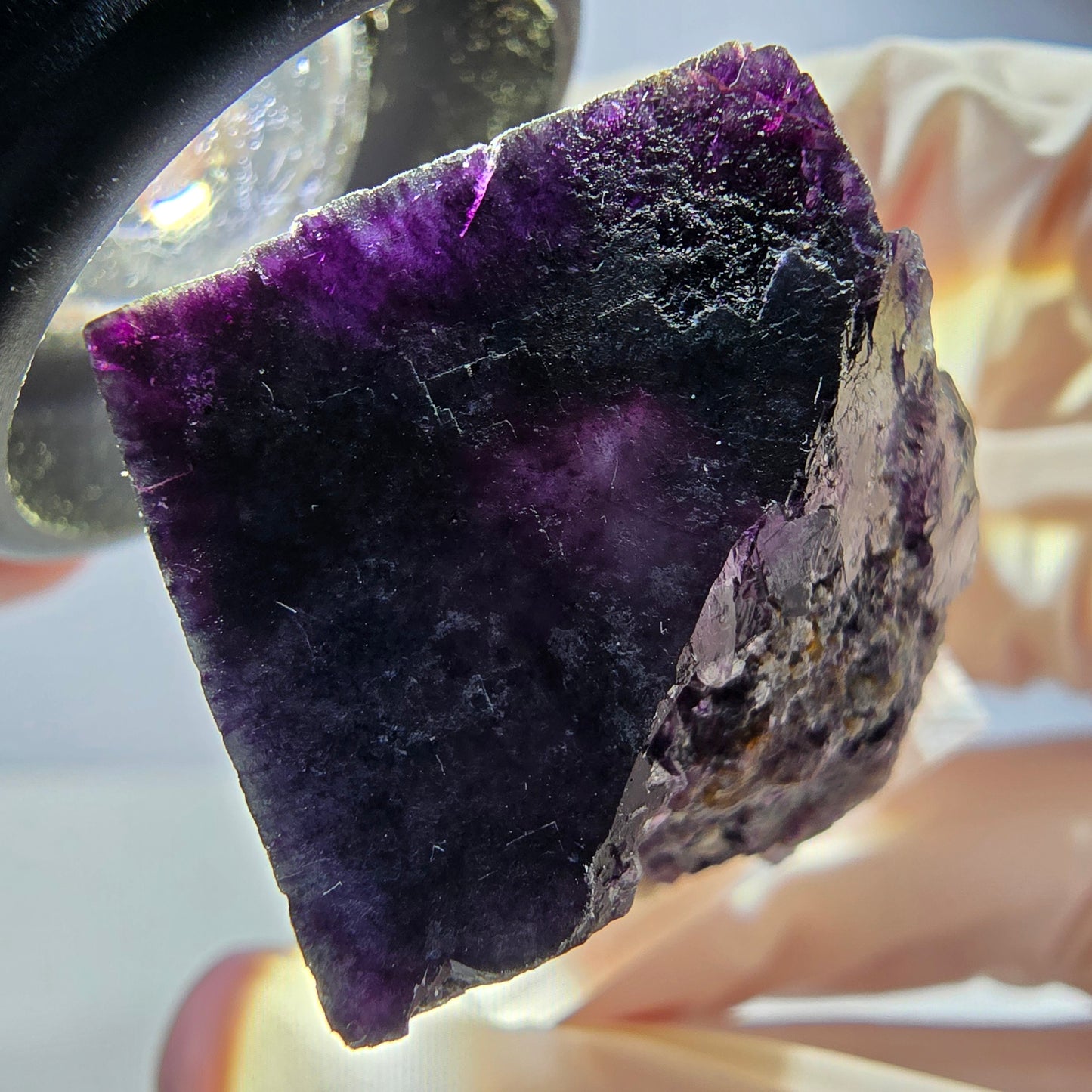 Phantom Fluorite cube parquetted, green purple Okorusu, Namibia 26*24*22mm