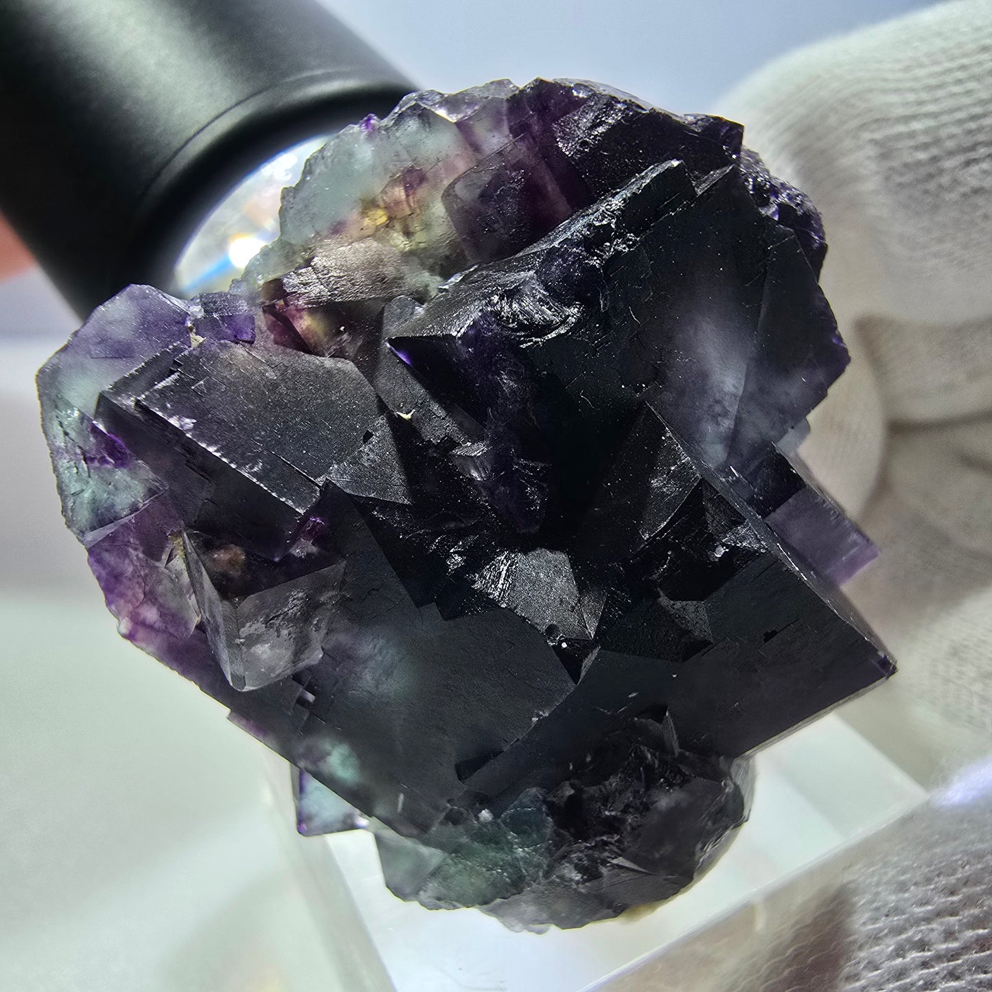 Rare Phantom Fluorite Cube Specimen zonal green purple Okorusu, Namibia 40*39*21mm
