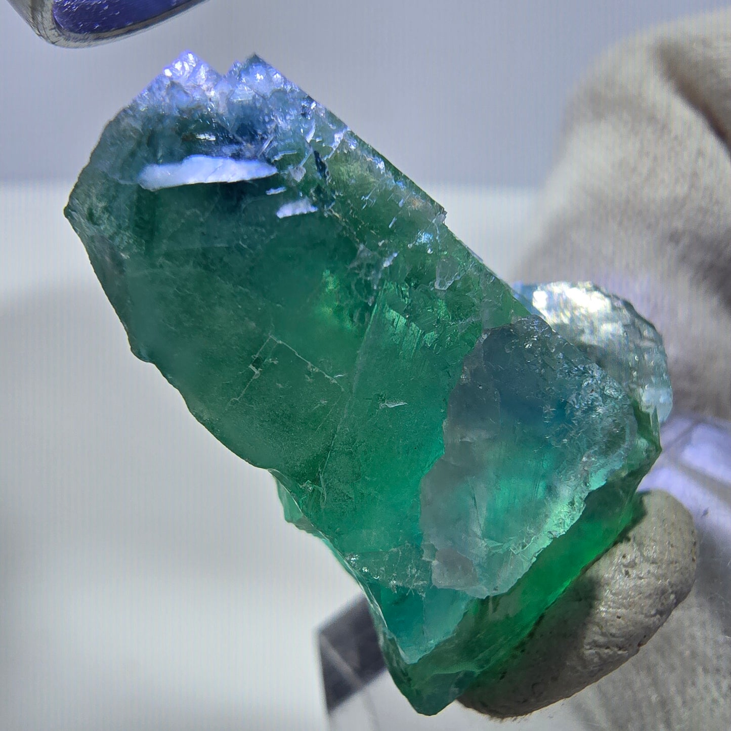 Spécimen de cube de fluorite fantôme, parqueté, vert turquoise Okorusu, Namibie 29*24*19mm