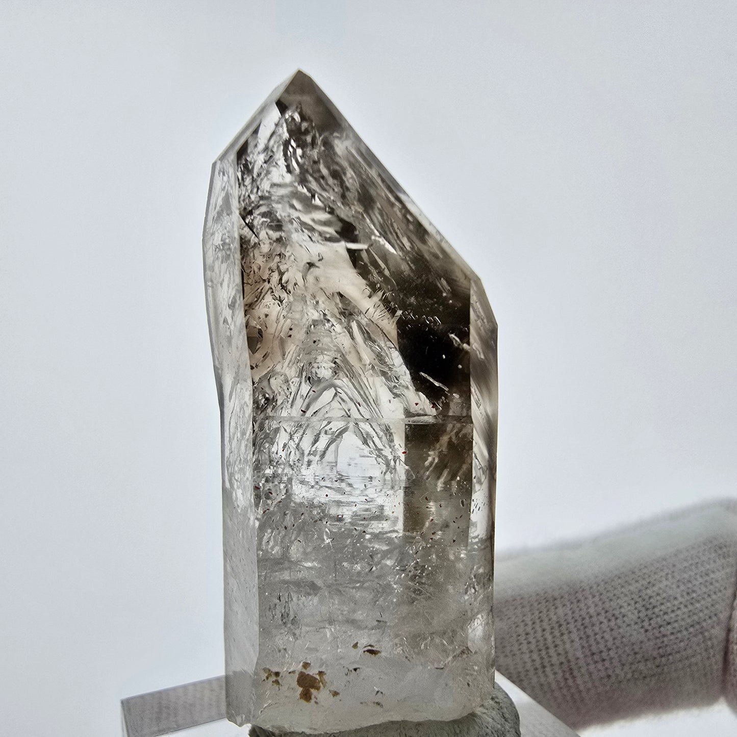Enhydro Phantom Smoky Quartz Sceptre Tip 3x Bubble Goboboseb, Namibie 44*19*13mm