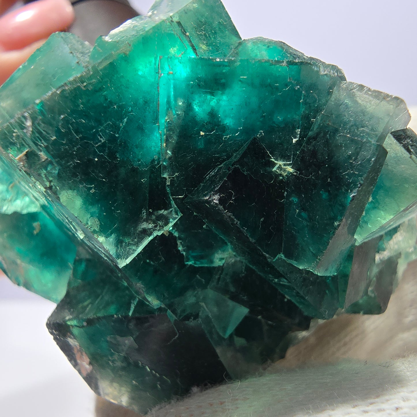 Rare spécimen de cube de fluorite fantôme, parqueté vert Okorusu, Namibie, 60 x 46 x 30 mm