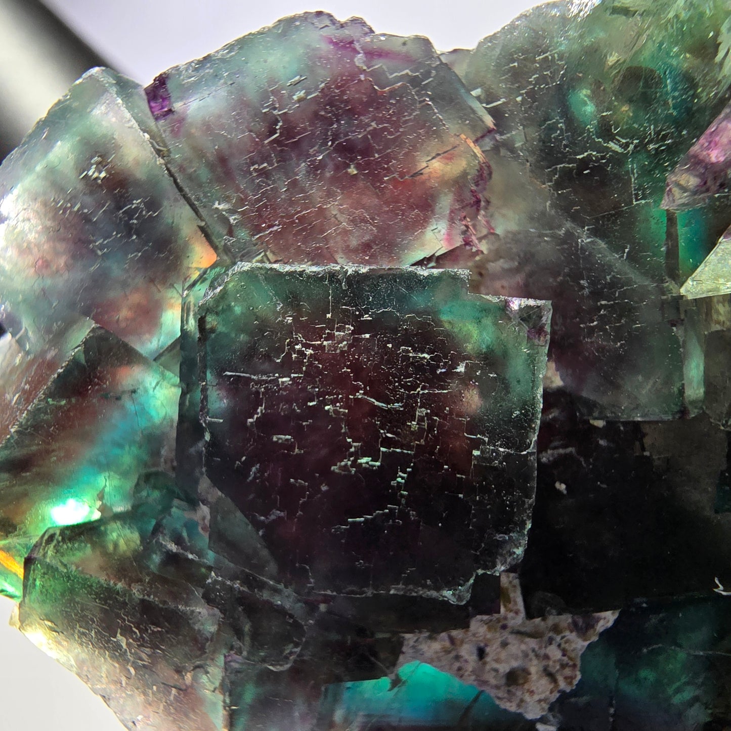 Cube de fluorite fantôme étagé vert violet Okorusu Namibie 47 x 44 x 16 mm