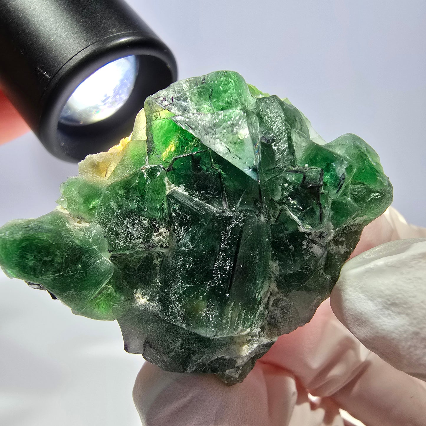 Cube de fluorite fantôme, spécimen de tourmaline scholle muscovite hyalite, Erongo, Namibie, 42 x 36 x 28 mm