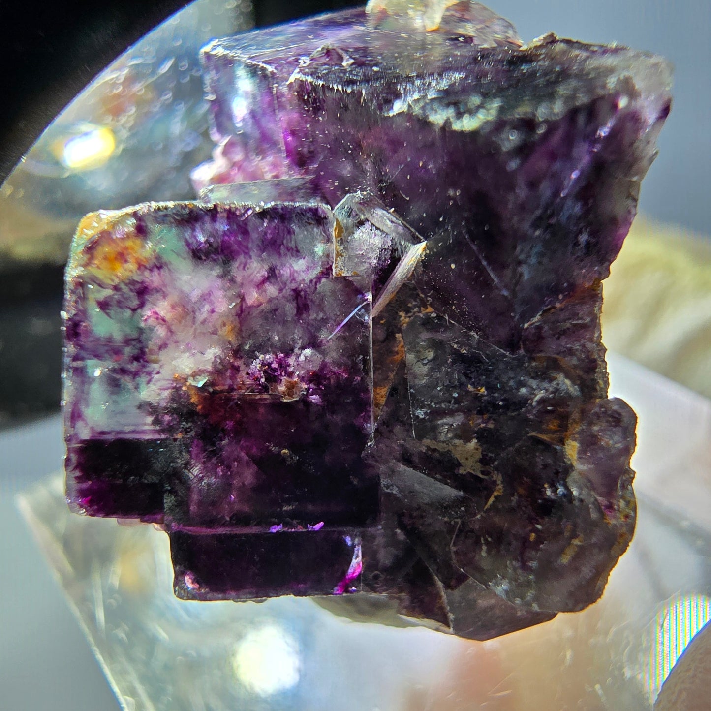 Phantom Fluorit Würfel Stufe, grün lila Okorusu, Namibia 24*21*17mm