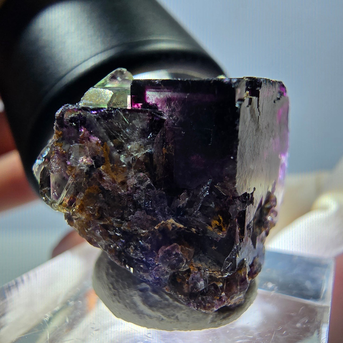 Phantom Fluorit Würfel Stufe, grün lila Okorusu, Namibia 21*20*19mm