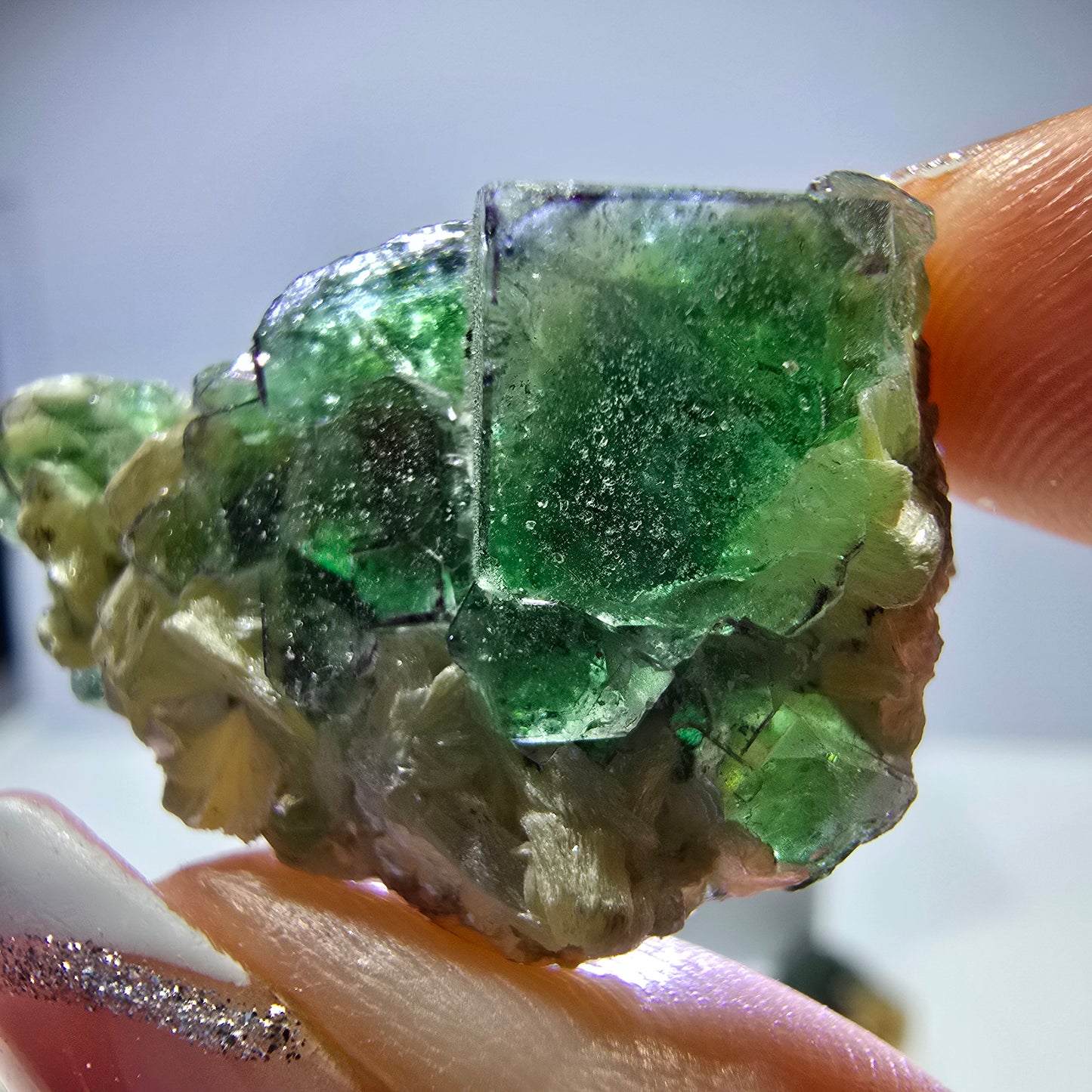 Lot de 16 fluorites fantômes, hyalites, tourmalines Schörl, muscovites, marches d'Erongo, Namibie