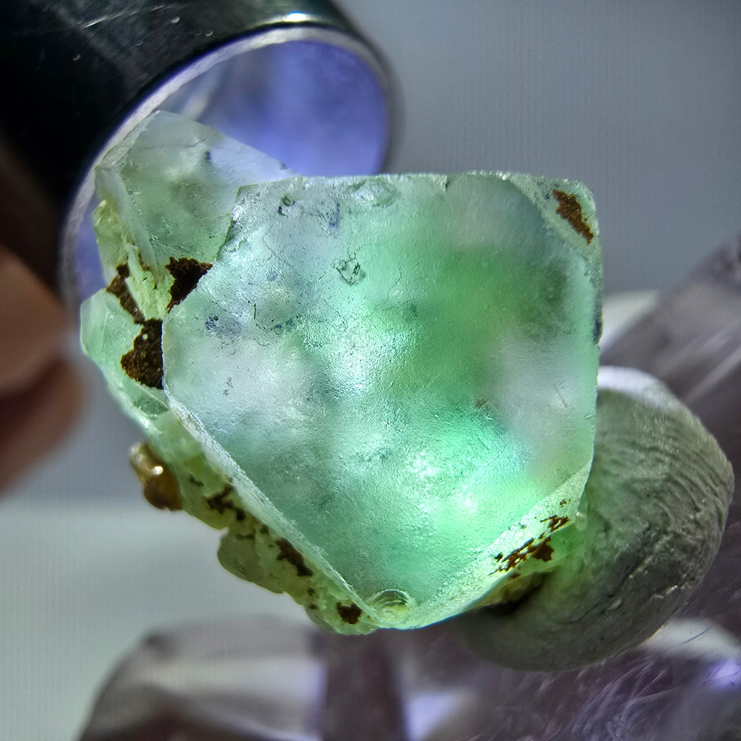 Cube de fluorite fantôme, spécimen de muscovite, Erongo, Namibie, 20 x 16 x 14 mm