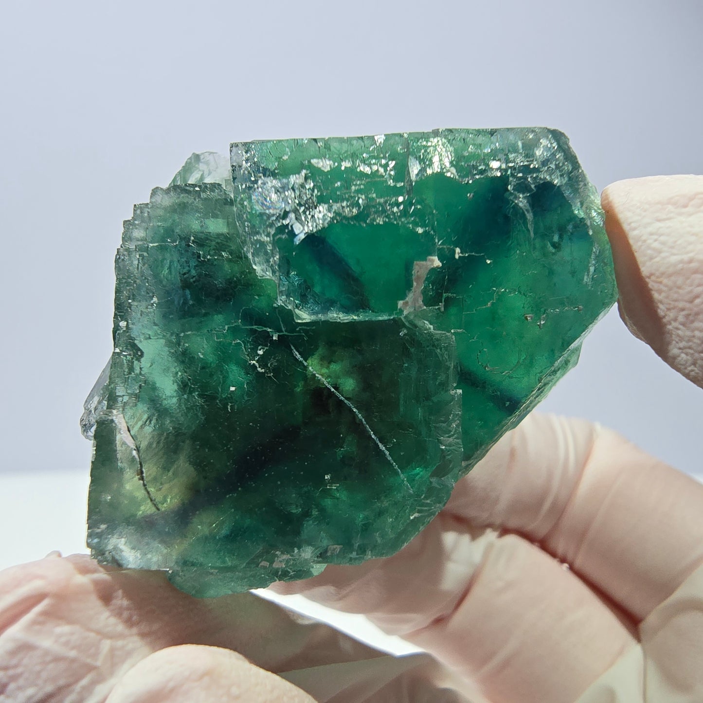 Spécimen de cube de fluorite fantôme, vert parqueté Okorusu, Namibie 50 x 36 x 33 mm
