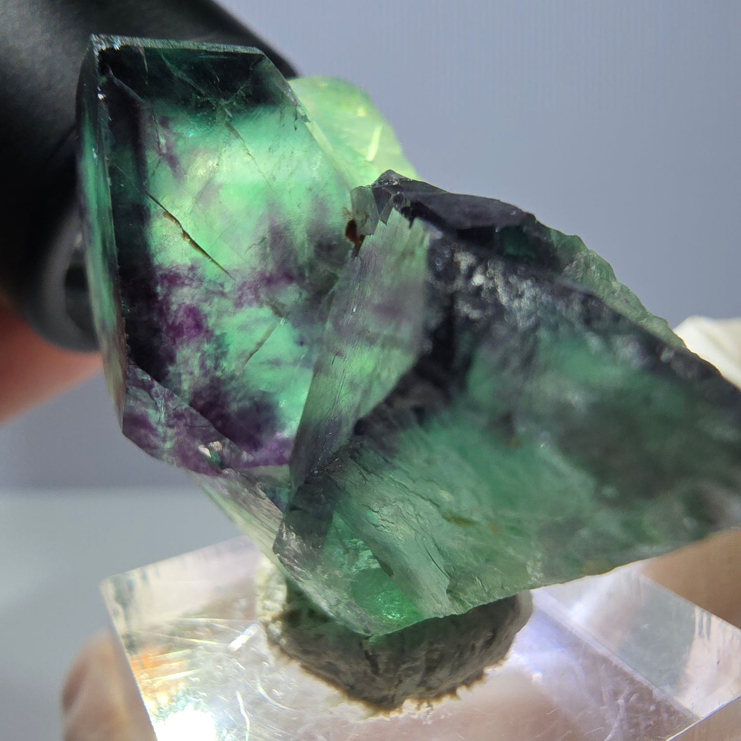Phantom Fluorit Würfel Stufe, grün lila Okorusu, Namibia 34*32*20mm