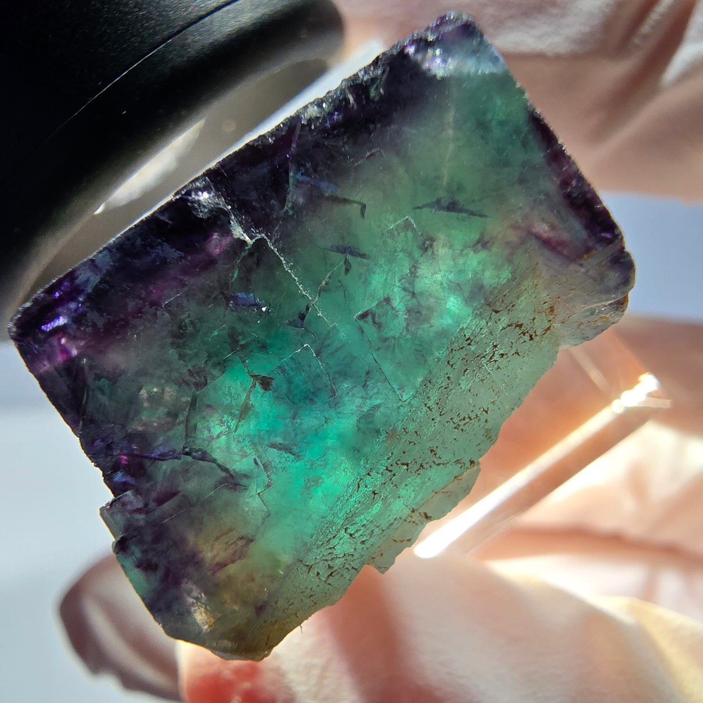 Phantom Fluorit Würfel parkettiert, grün lila Okorusu, Namibia 21*19*16mm