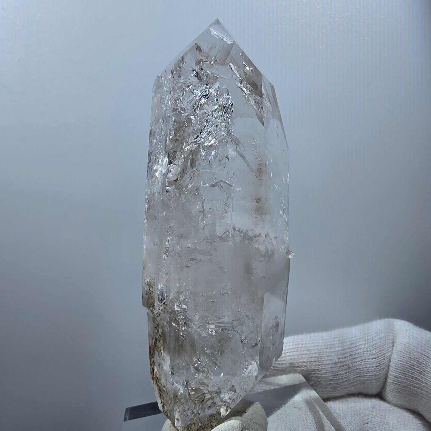 Sceptre DT en quartz fumé lémurien Enhydro, 1 gobob de poche Bubble Valentine. Namibie 89 x 33 x 21 mm