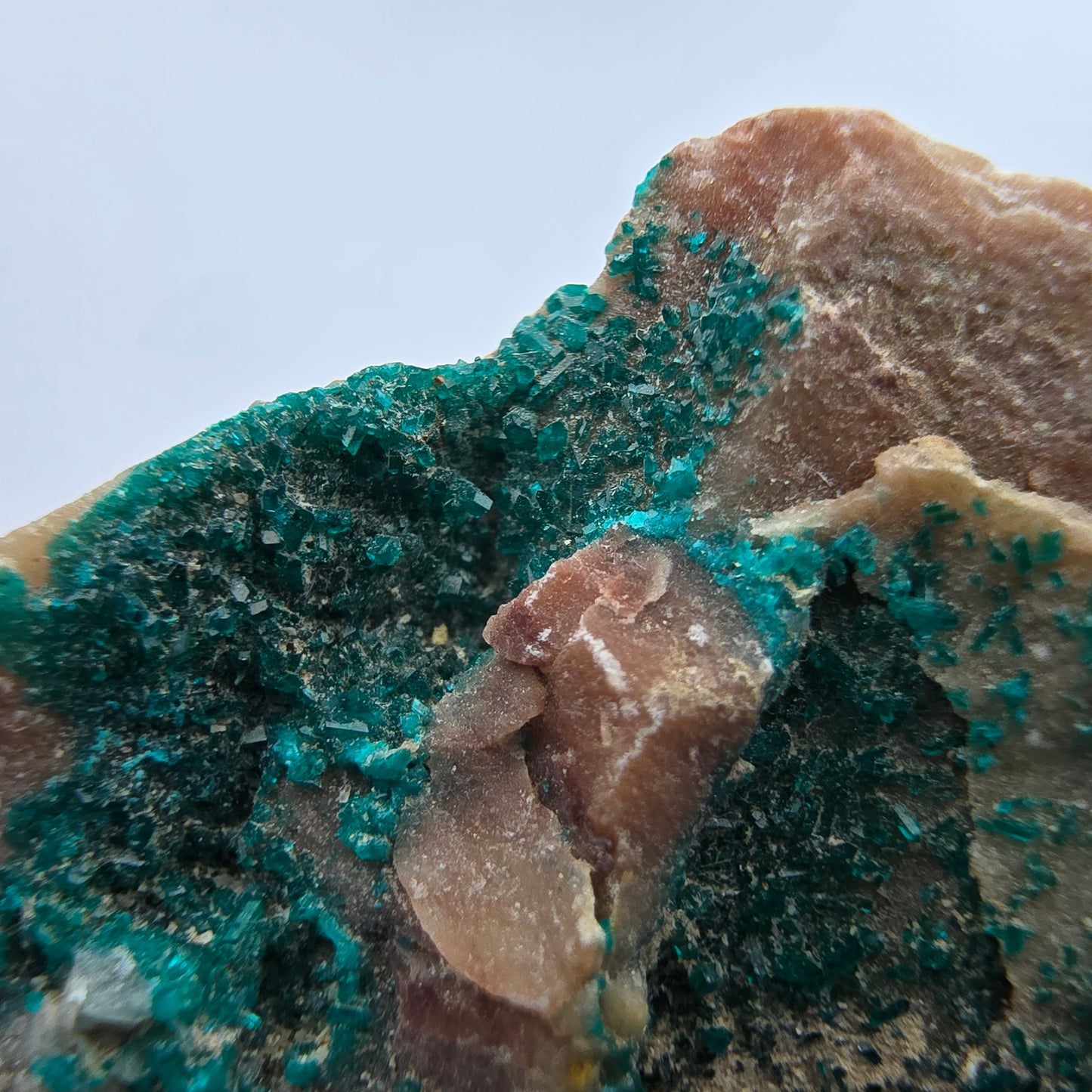 Seltene Dioptas auf Quarz Stufe Kaokoveld, Namibia 37*29*18mm Mineraliensammlung