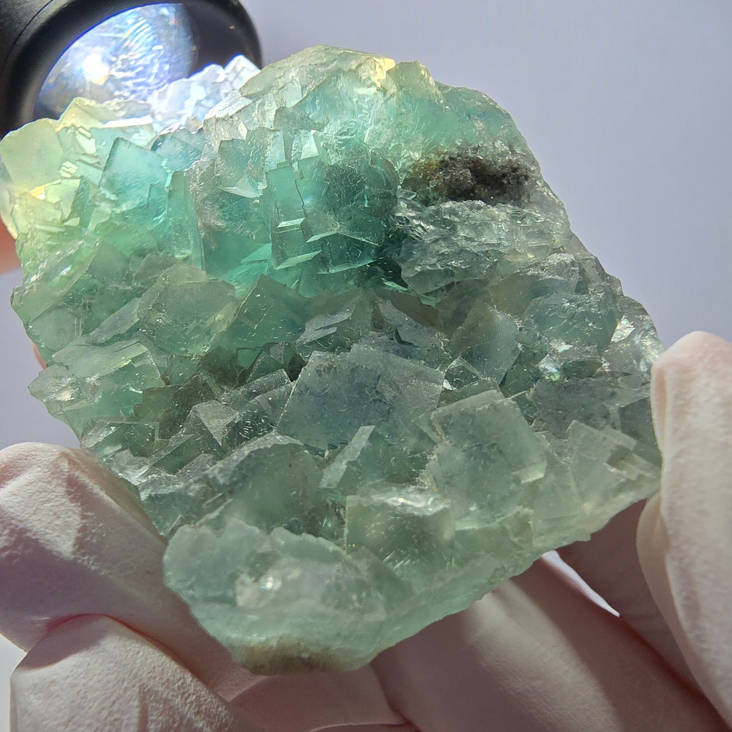 Cube de fluorite fantôme vert étagé Okorusu, Namibie 61 x 42 x 20 mm