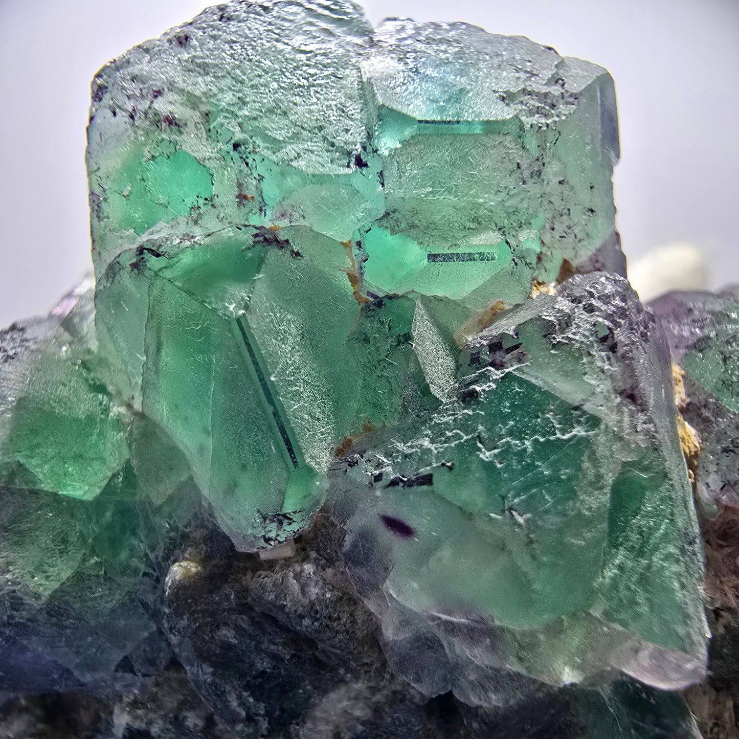 Phantom Fluorite zonal, Muscovite, Schorl Tourmaline specimen Erongo Namibia 62*48*33mm