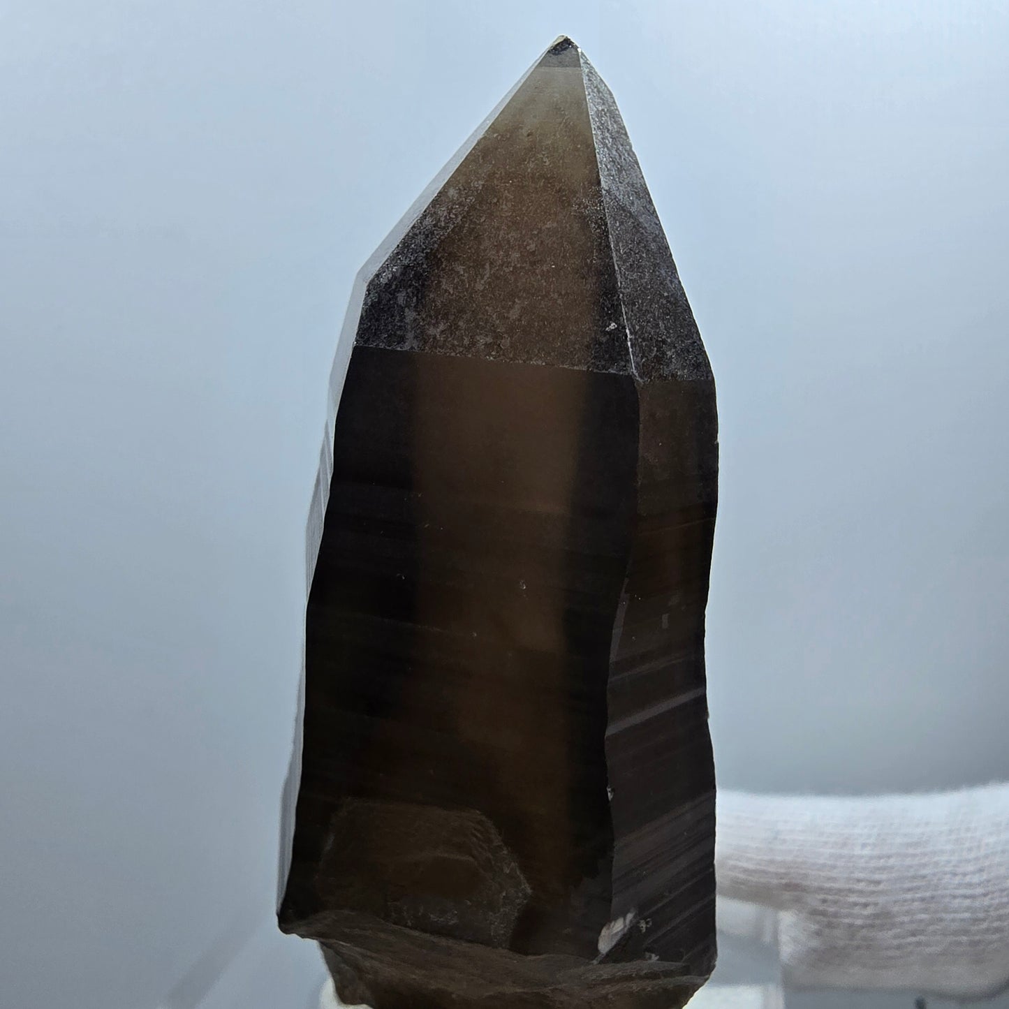 Sceptre de poche en quartz fumé fantôme lémurien Valentine Goboboseb Namibie 72 x 35 x 29 mm
