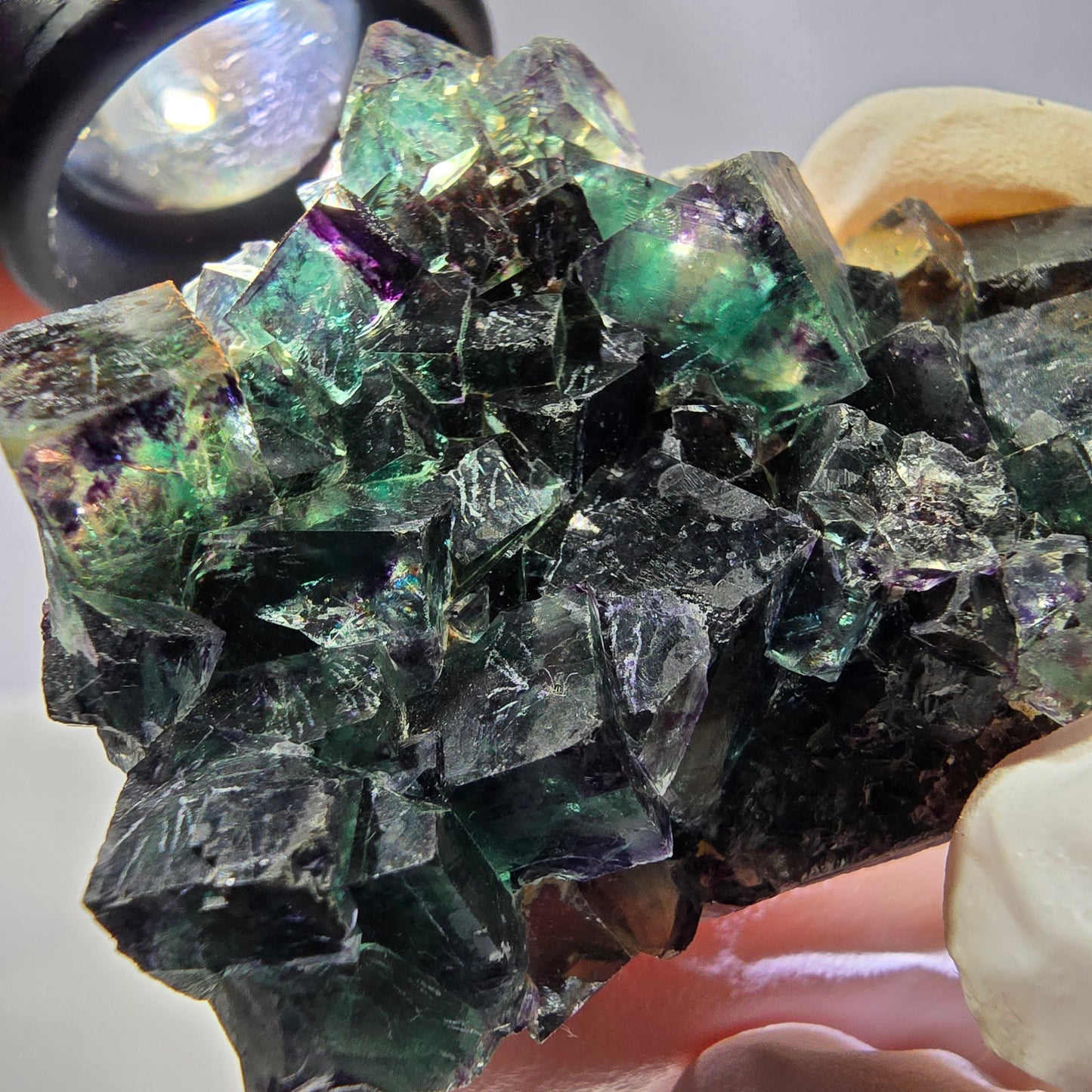 Phantom Fluorite Cube Specimen, parquetted green purple Okorusu, Namibia 52*41*18mm