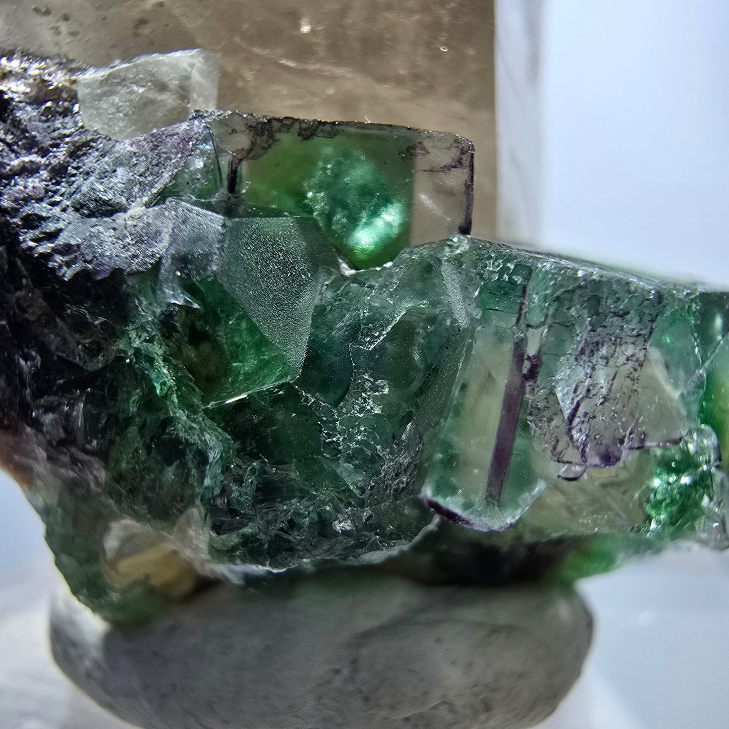 Phantom Fluorit, Rauchquarz, Hyalit, Schörl Turmalin Erongo, Namibia 58*41*26mm
