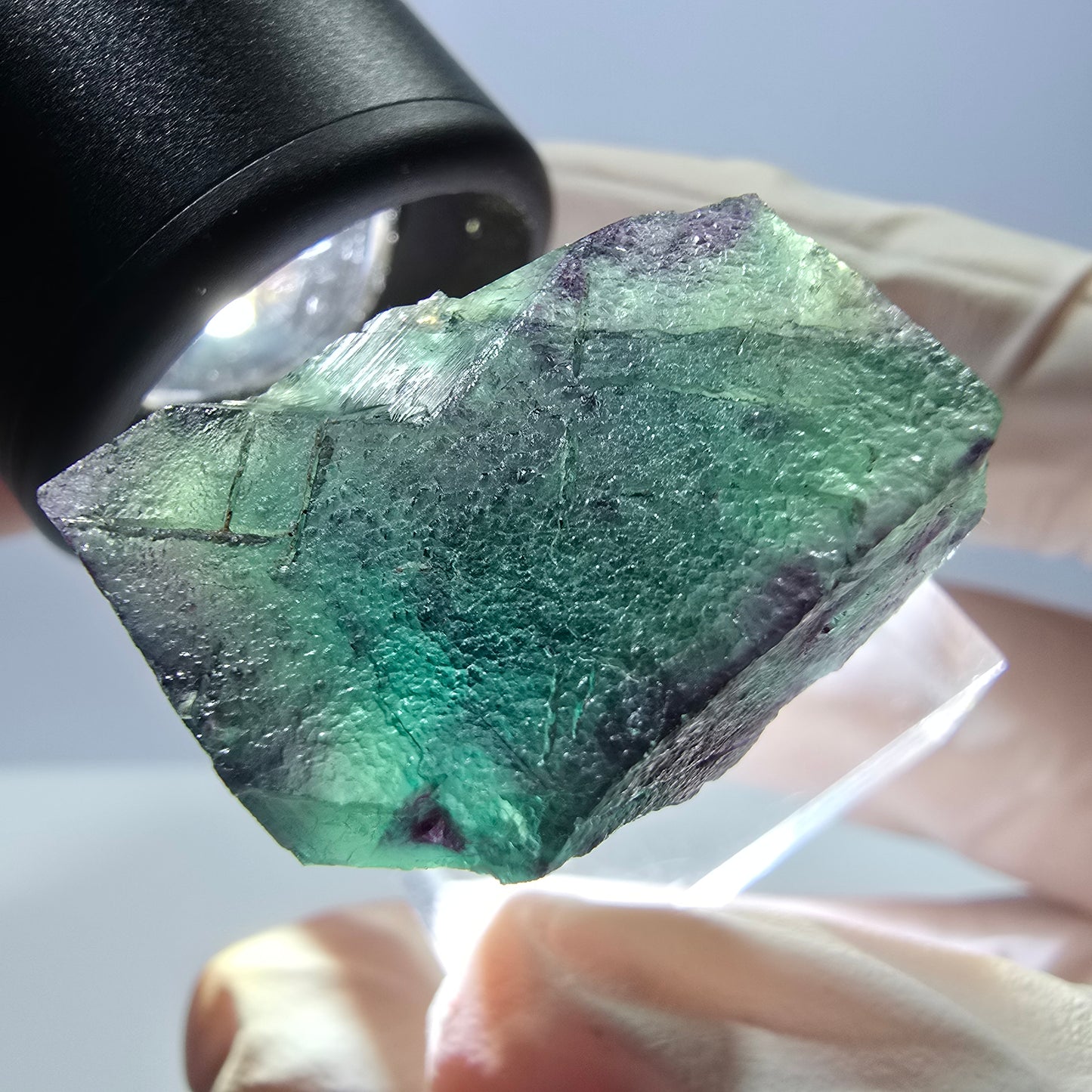 Phantom Fluorit Würfel Stufe, parkettiert grün lila Okorusu, Namibia 25*23*18mm