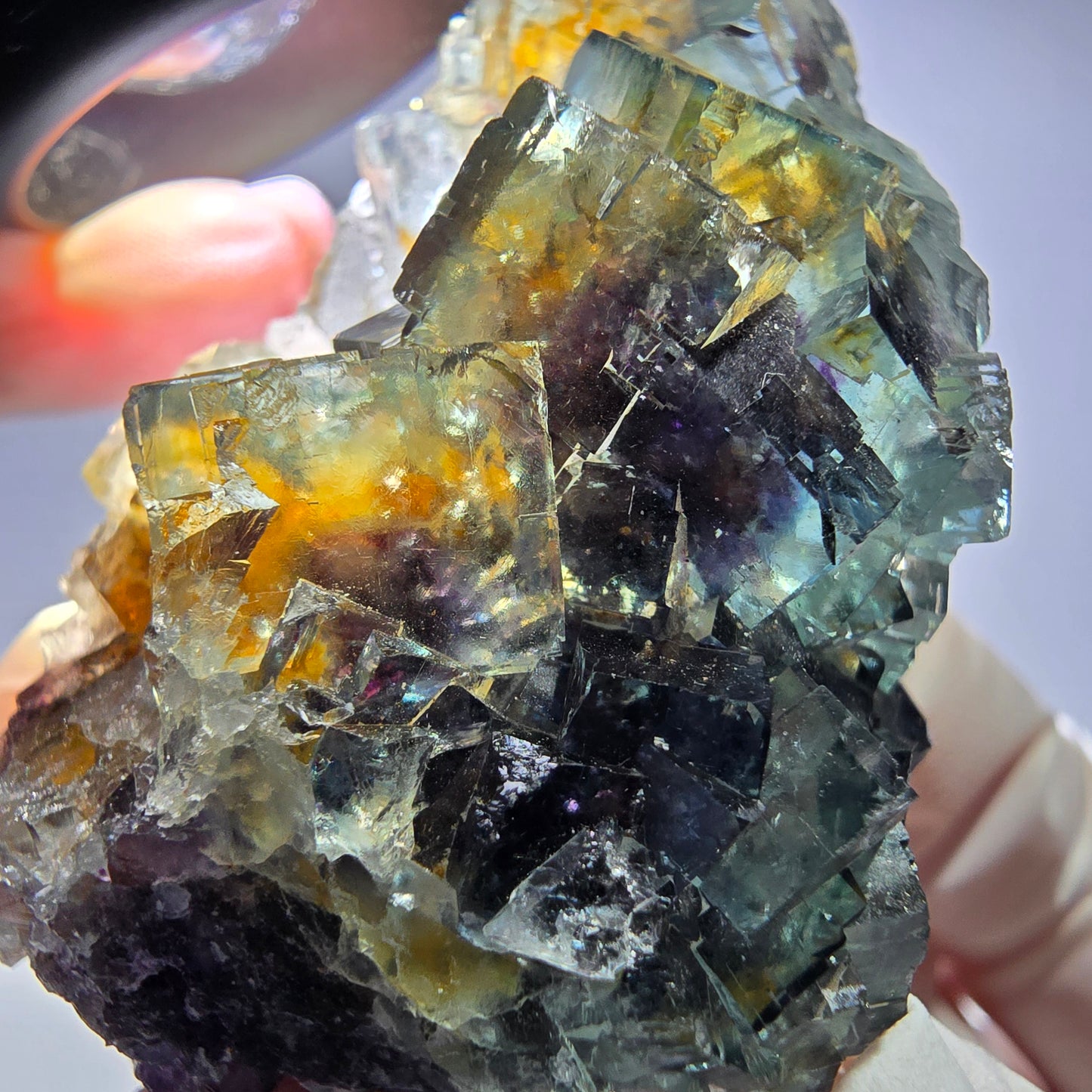 Spécimen de cube de fluorite fantôme très clair parqueté Okorusu, Namibie 49*36*26mm