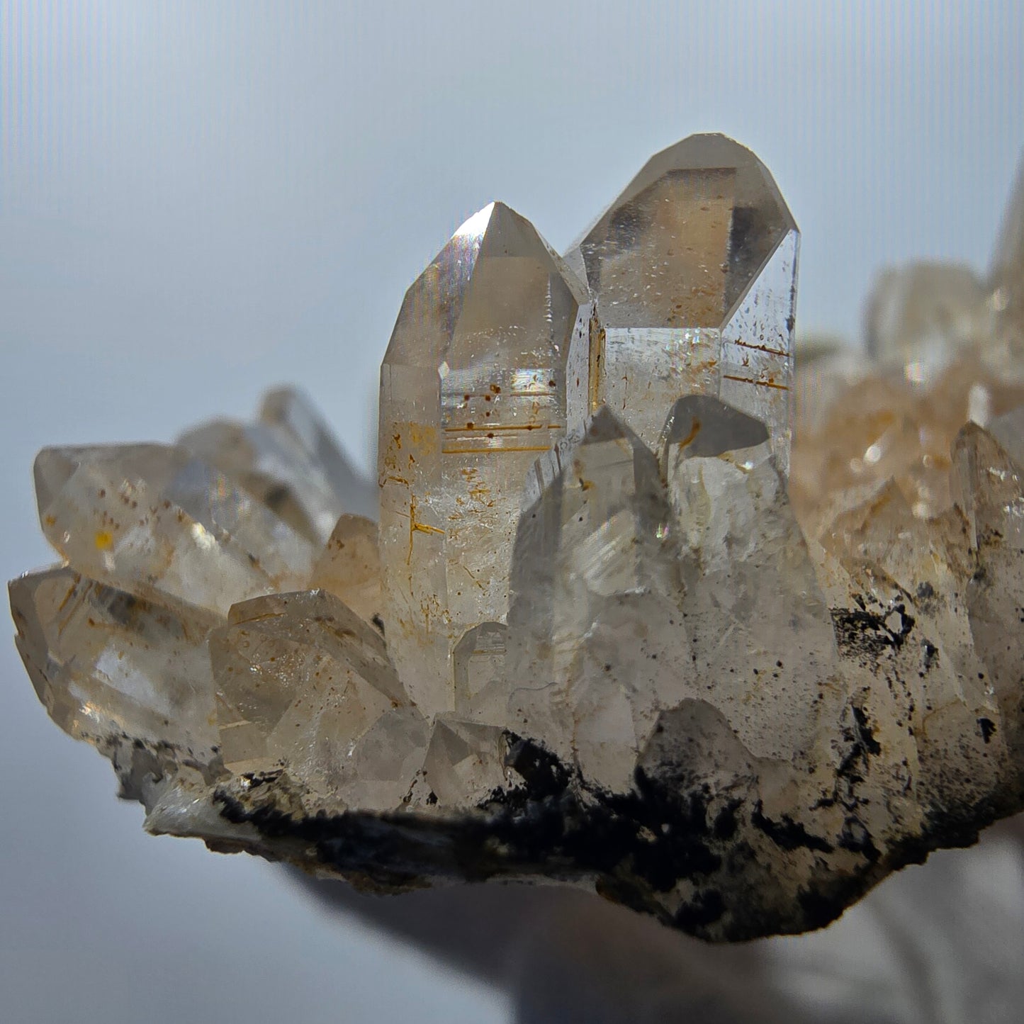 Clear smoky quartz points on matrix specimen Valentine Pocket Goboboseb Namibia 75*57*25mm