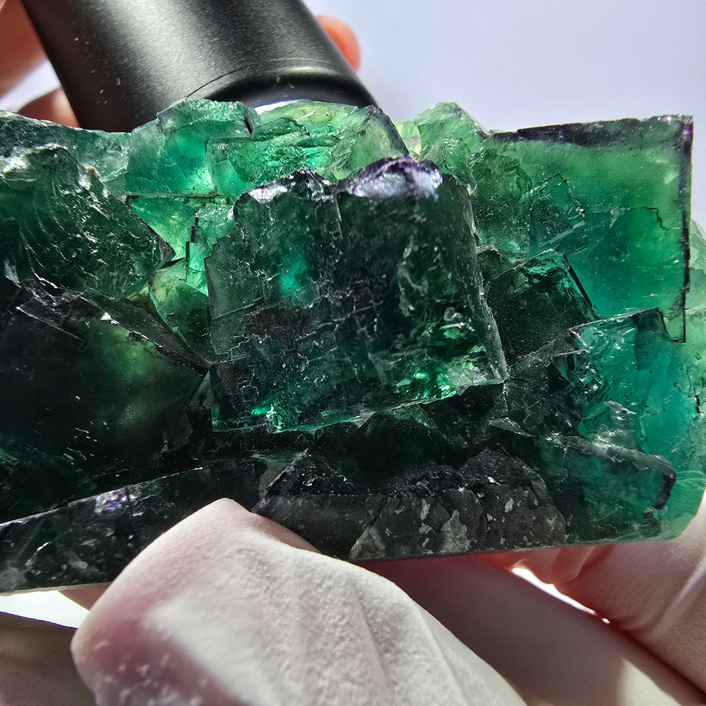 Cube de fluorite fantôme vert étagé, Okorusu, Namibie, 80 x 36 x 20 mm