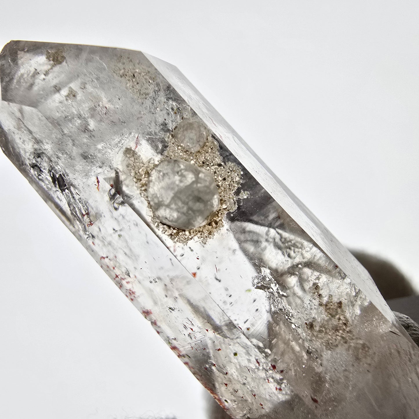 Harlequin Phantom Smoky Quartz with Analcim, UV Calcite Valentine Pocket, Namibia 46*20*18mm