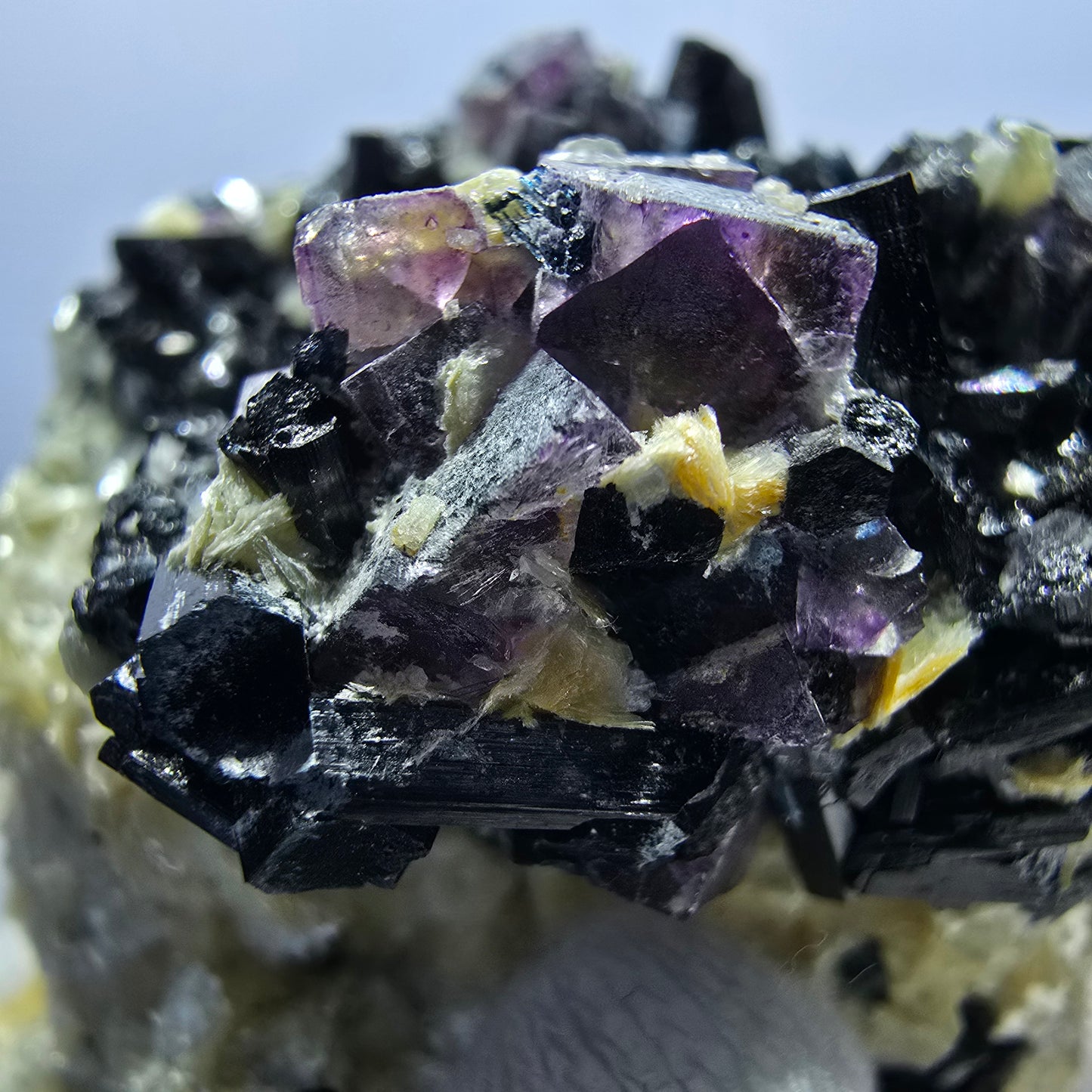 Colorful Phantom Fluorite Cubes Schorl Tourmaline Muscovite Erongo, Namibia 60*52*41mm