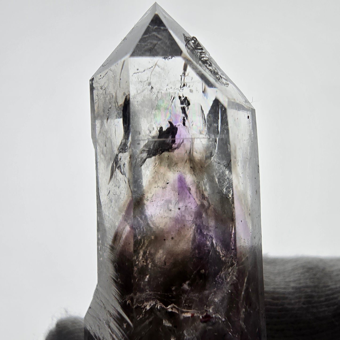 Sceptre d'améthyste hématite Enhydro, mine de calcite UV Streep, Namibie 81 x 22 x 21 mm