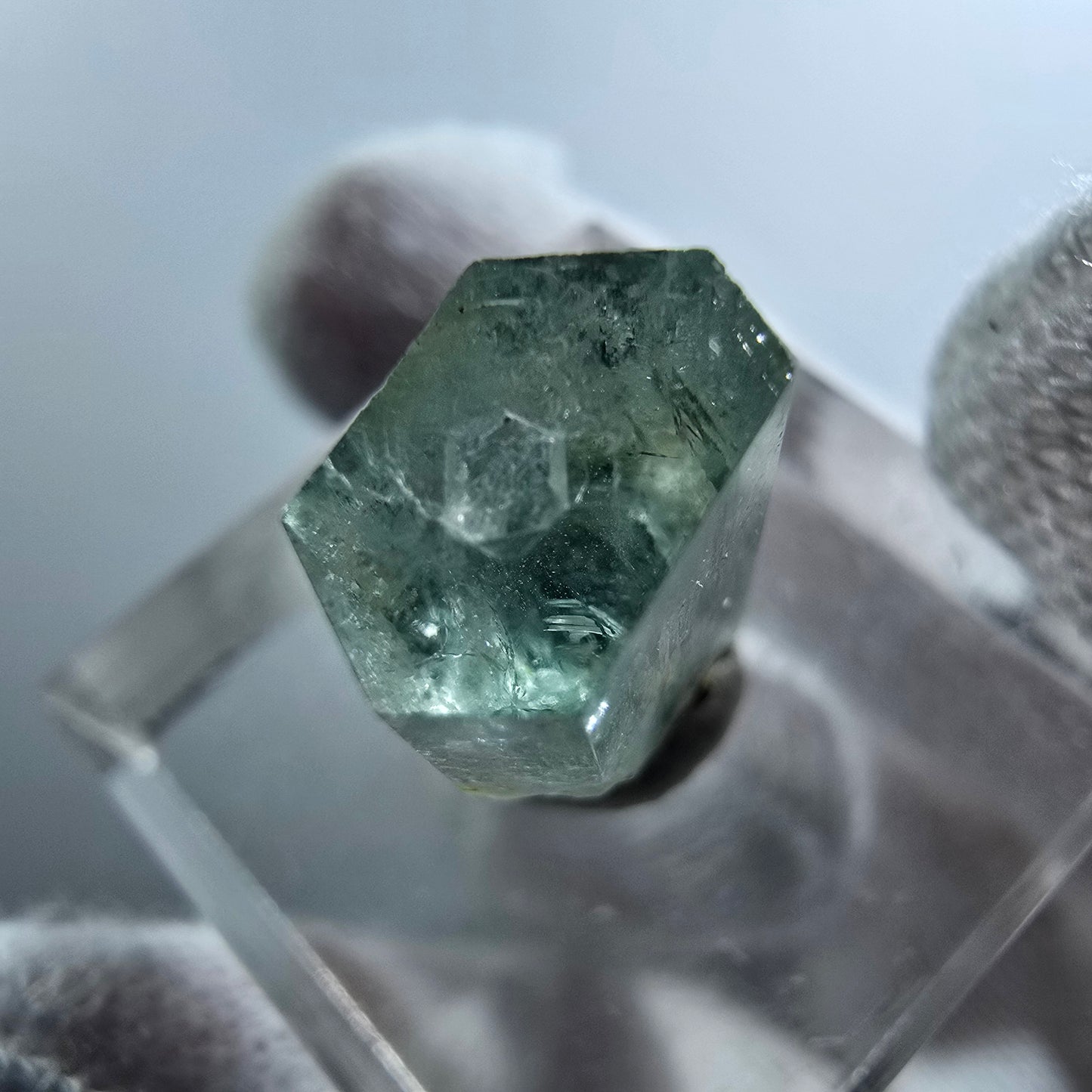 Cube d'aigue-marine, tourmaline Schörl, fluorite de fer, Erongo, Namibie, 19 x 10 x 13 mm